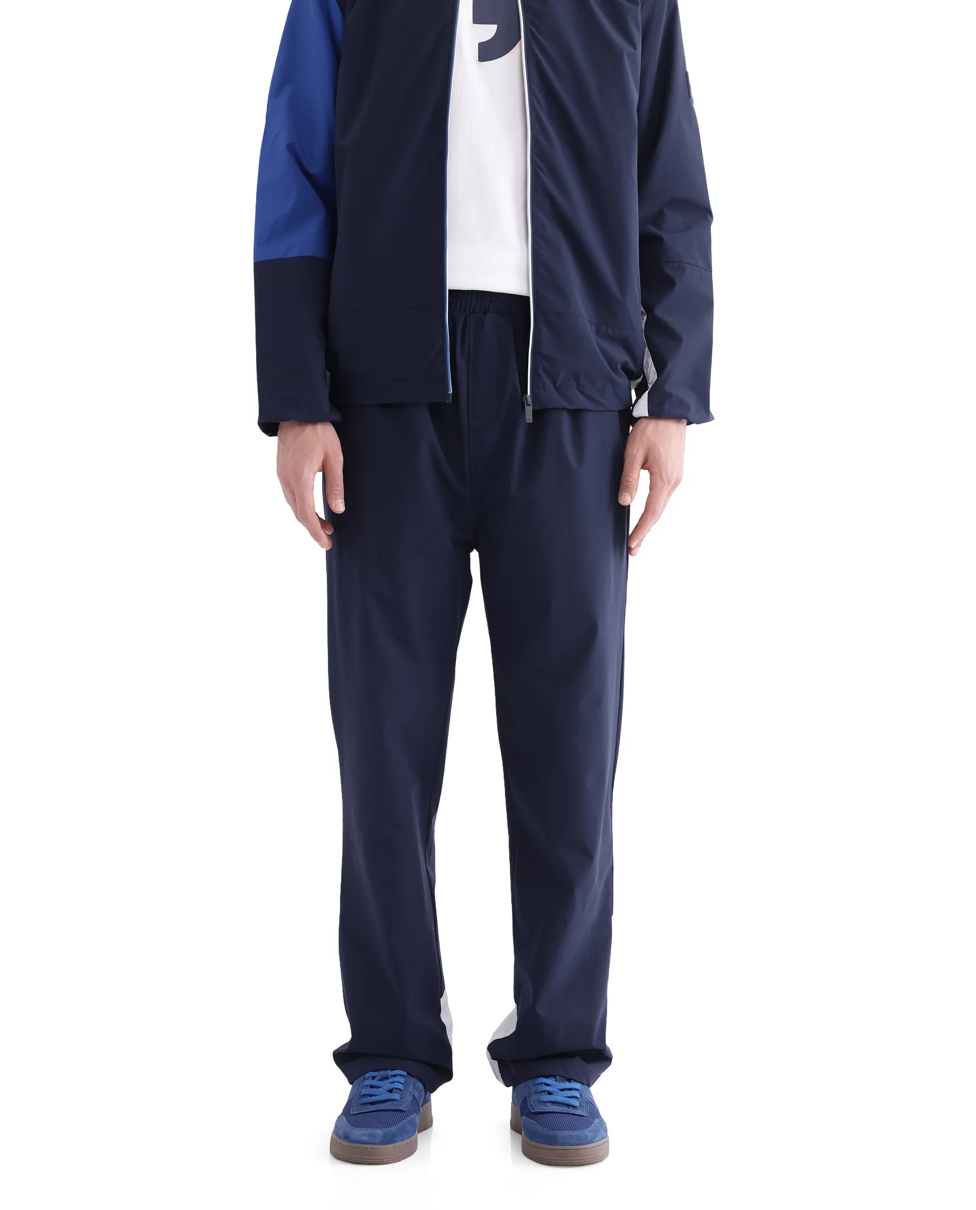 Rare Rabbit Men's Wando-B Dark Blue Polyester Cut And Sew Regular Fit Track Pant - Image 8