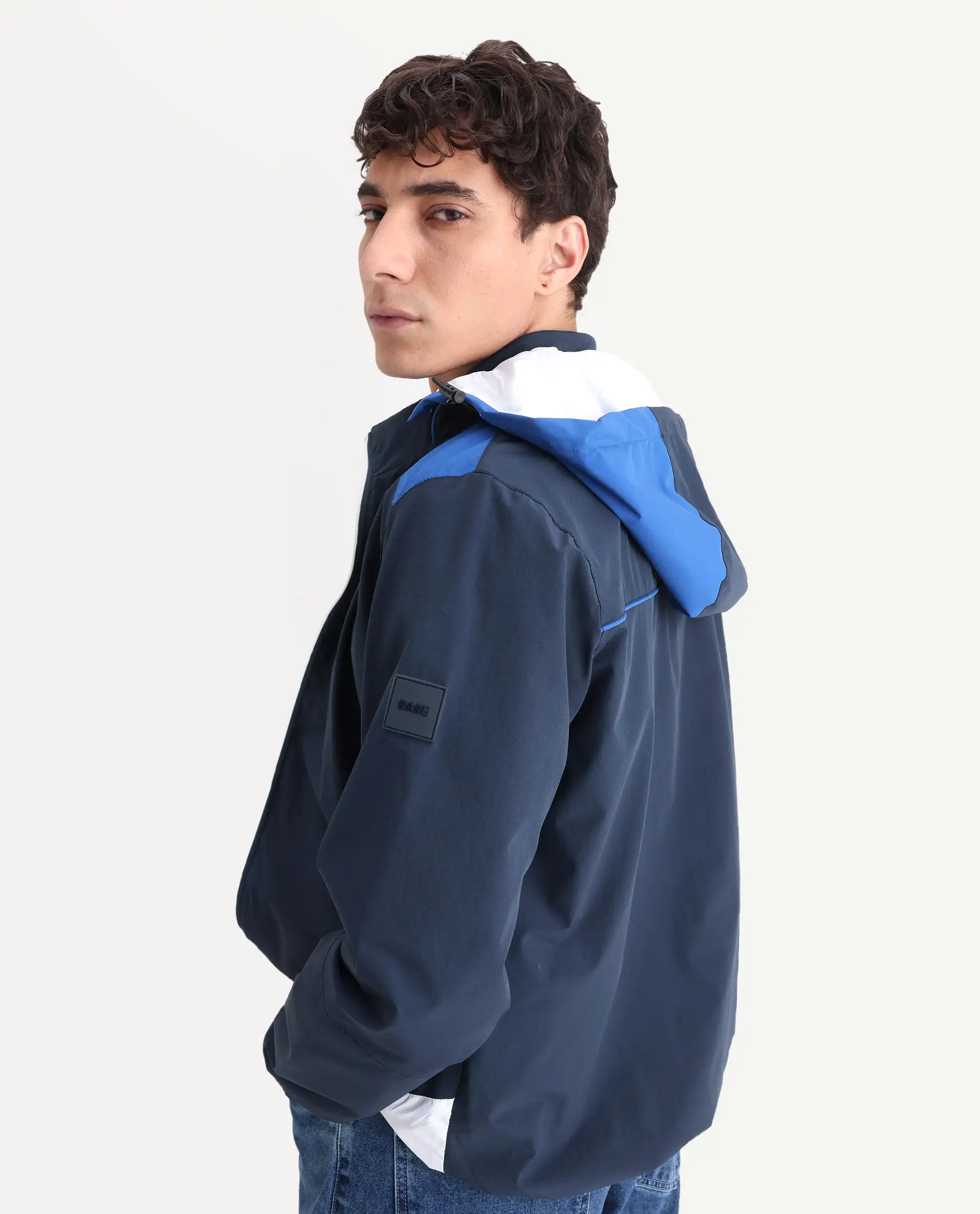 Rare Rabbit Men's Wando Dark Blue Polyester Blend Ombre Regular Fit Full Sleeve Hooded Jacket - Image 5