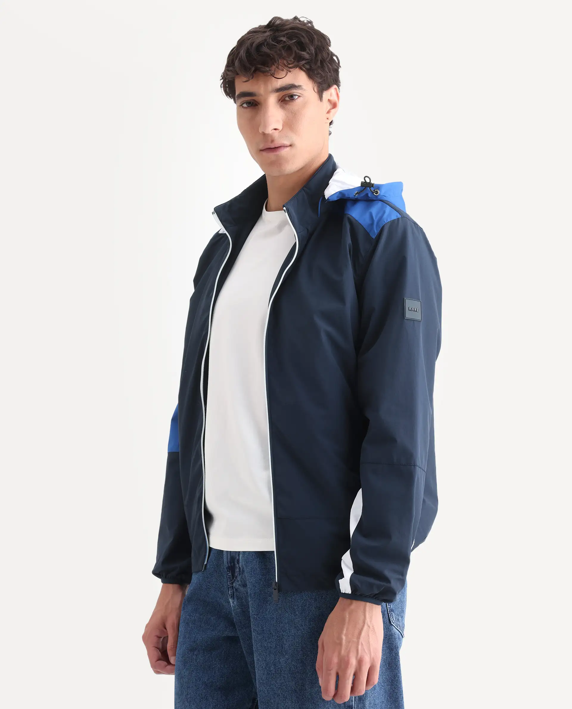 Rare Rabbit Men's Wando Dark Blue Polyester Blend Ombre Regular Fit Full Sleeve Hooded Jacket - Image 6