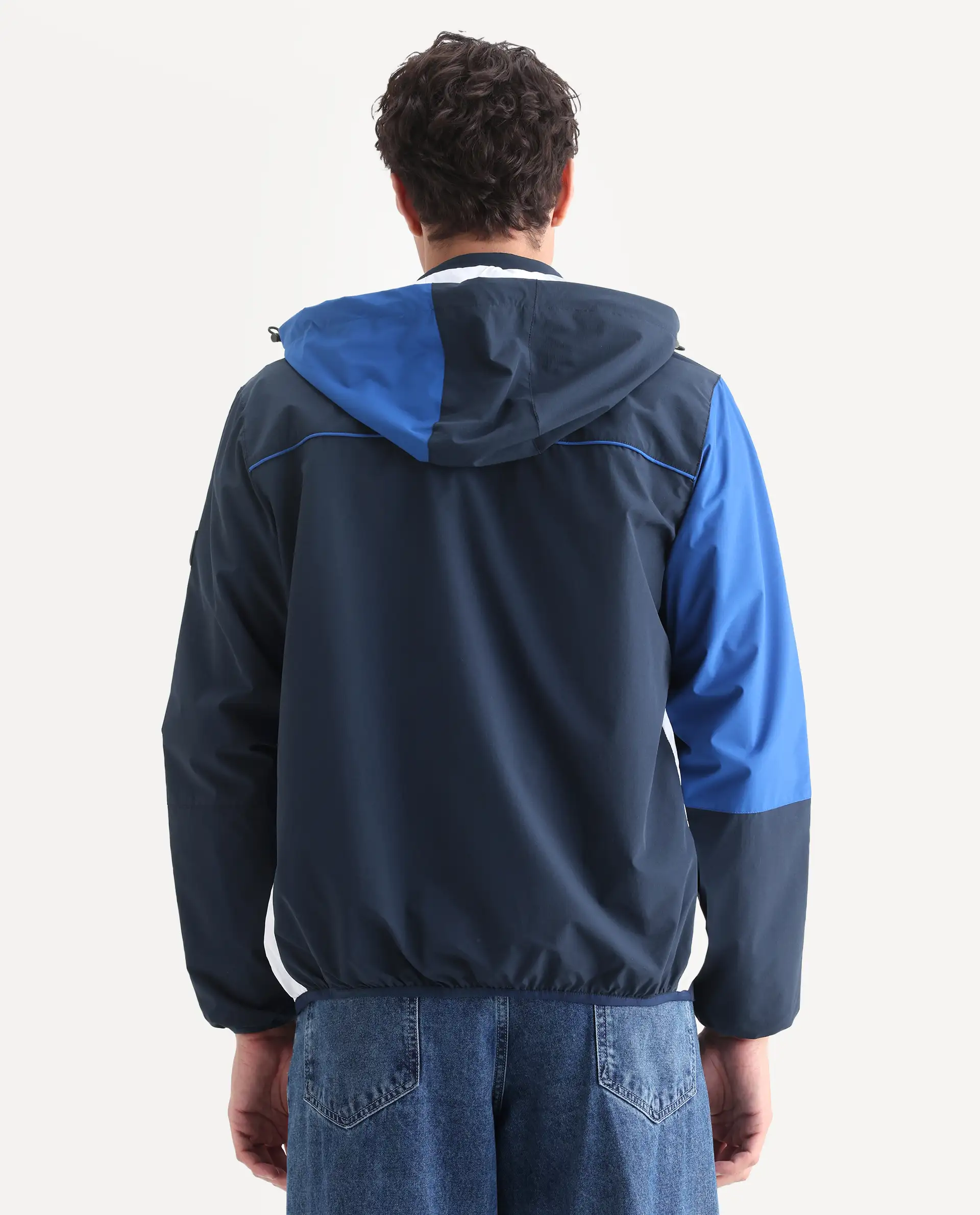 Rare Rabbit Men's Wando Dark Blue Polyester Blend Ombre Regular Fit Full Sleeve Hooded Jacket - Image 8