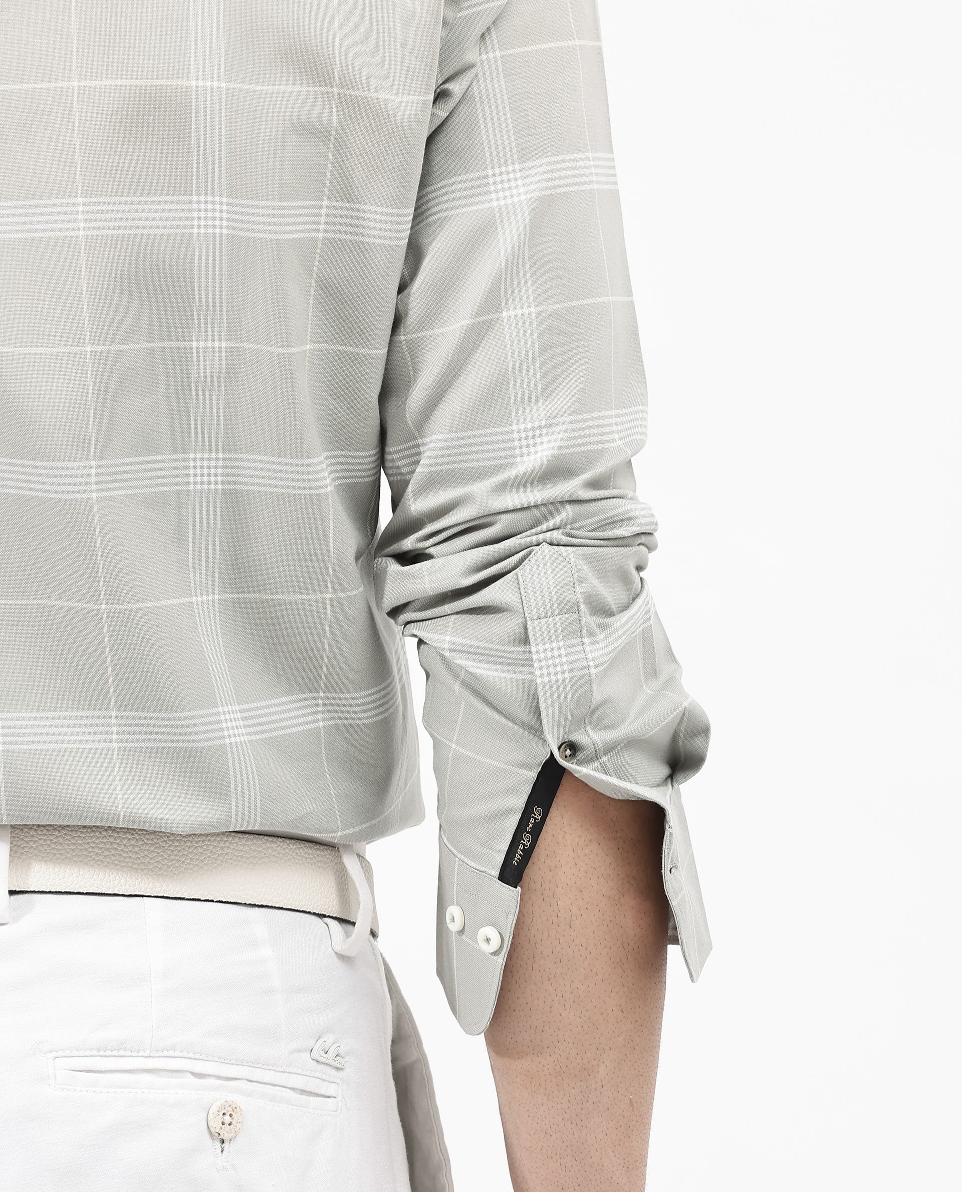 Rare Rabbit Men's Wando Grey Cotton Checked Print Regular Fit Full Sleeve Collared Shirt - Image 5