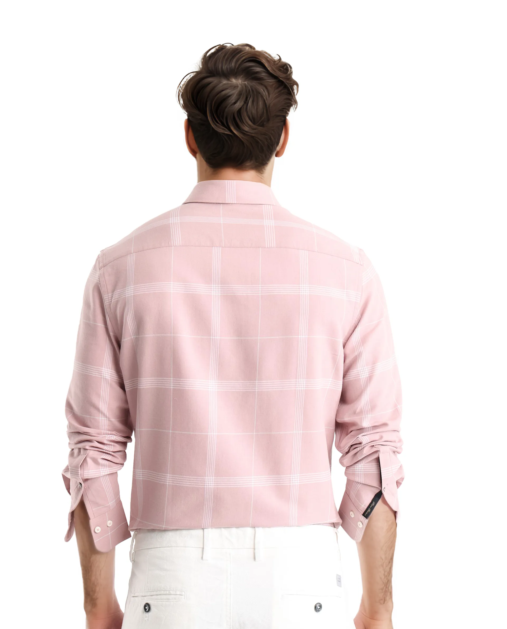 Rare Rabbit Men's Wando Dusky Pink Cotton Checked Print Regular Fit Full Sleeve Collared Shirt - Image 4