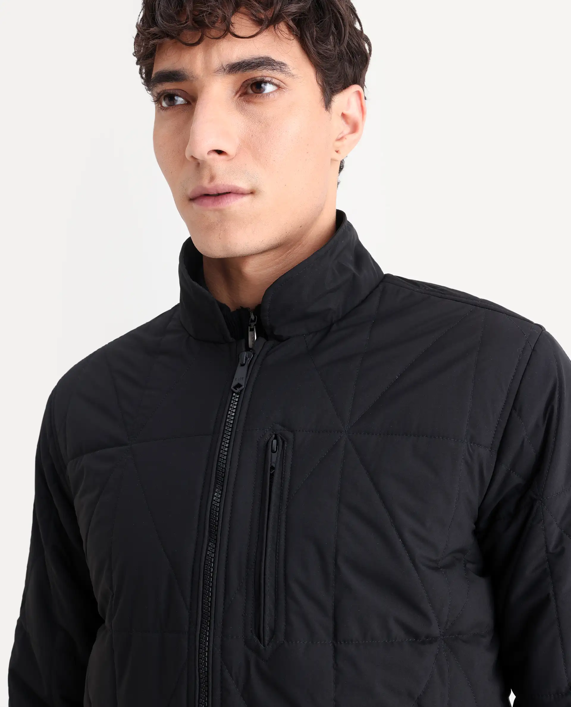 Rare Rabbit Men's Wang Black Polyester Plain Regular Fit Full Sleeve Mandarin Collar Jacket - Image 4