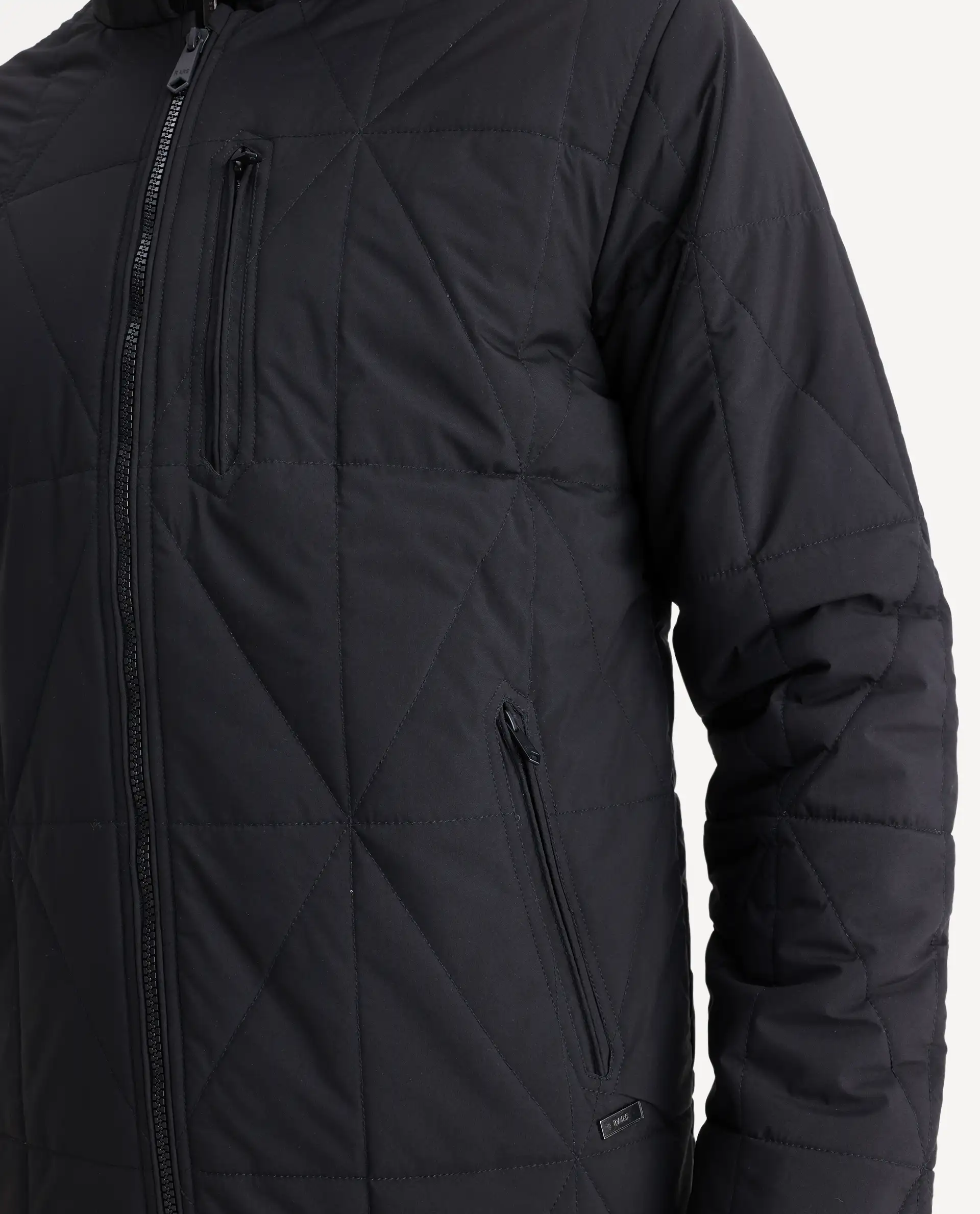 Rare Rabbit Men's Wang Black Polyester Plain Regular Fit Full Sleeve Mandarin Collar Jacket - Image 5
