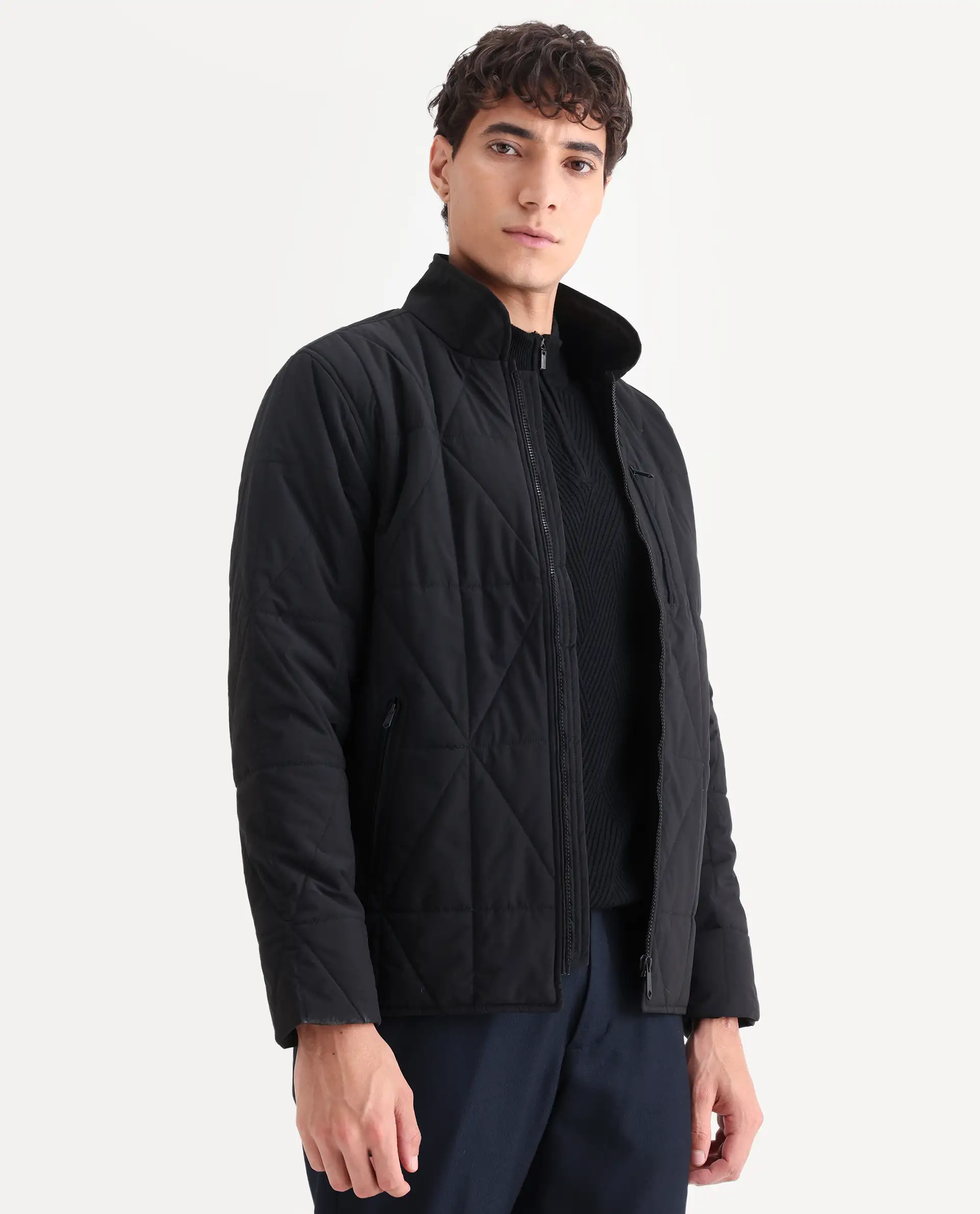 Rare Rabbit Men's Wang Black Polyester Plain Regular Fit Full Sleeve Mandarin Collar Jacket - Image 6
