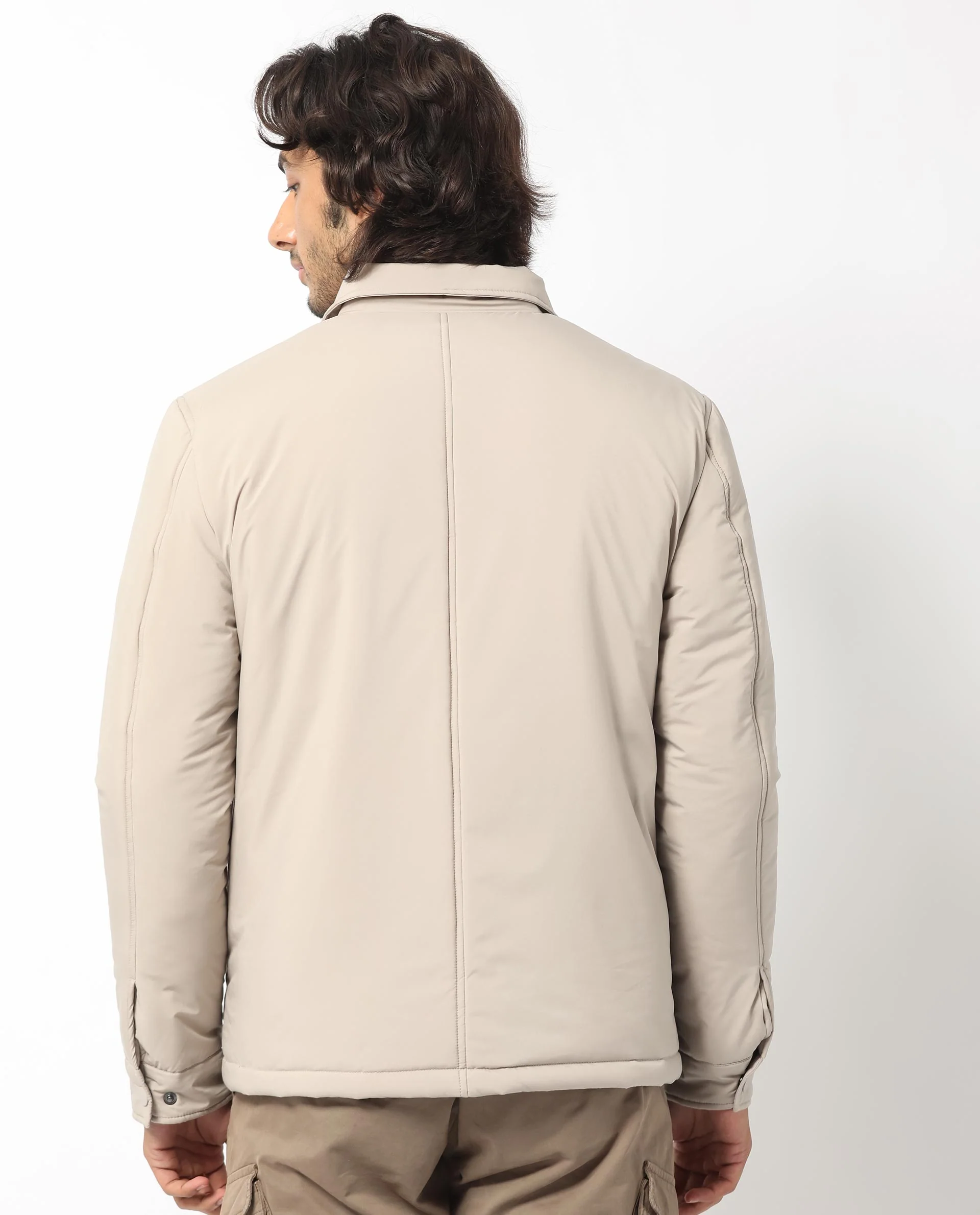 Rare Rabbit Men's Wanza Beige Polyester Plain Relaxed Fit Full Sleeve Spread Collar Jacket - Image 10