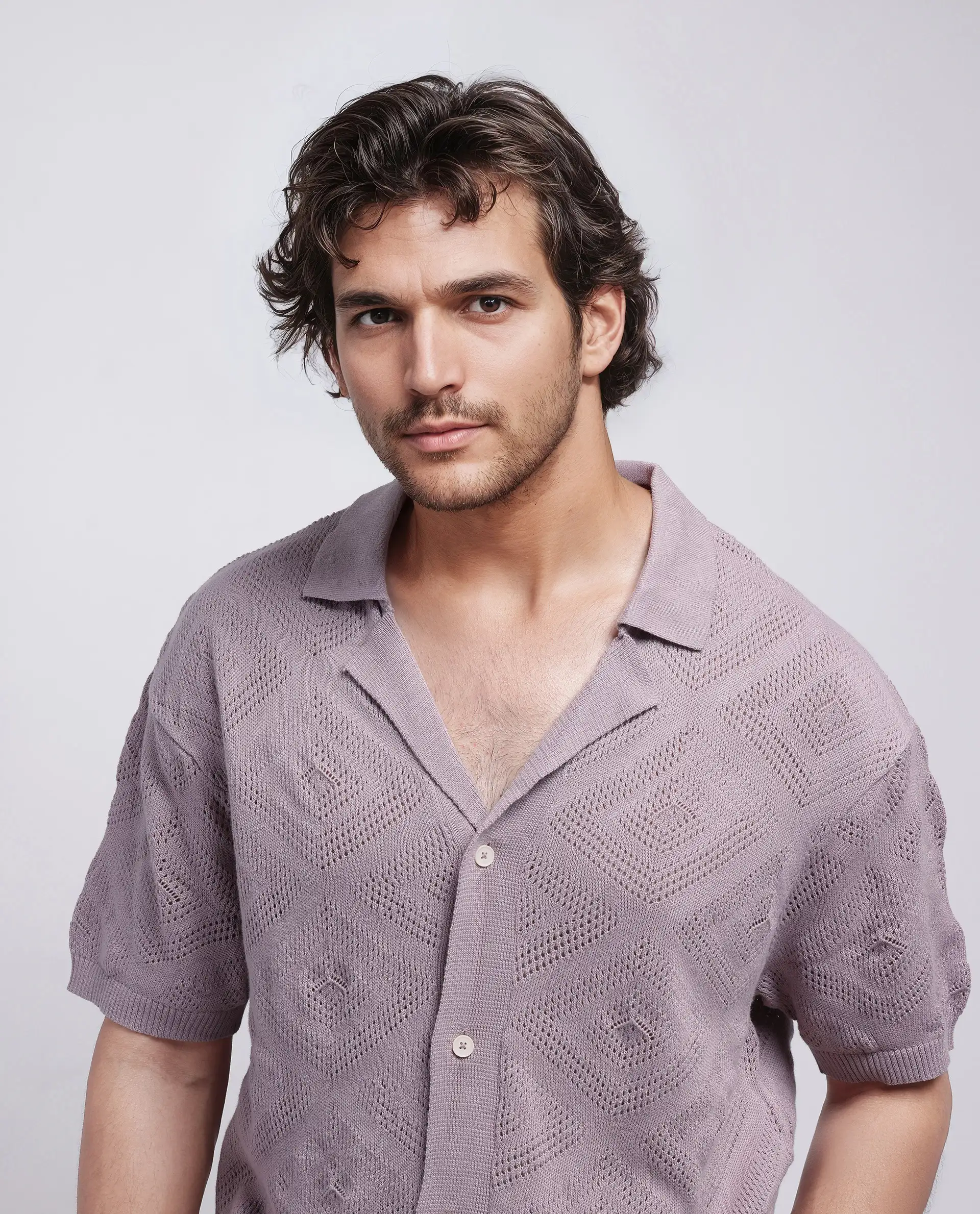 Rare Rabbit Men's Wats Dusky Pink Cotton Knitted Boxy Fit Half Sleeve Cuban Collar Shirt - Image 6