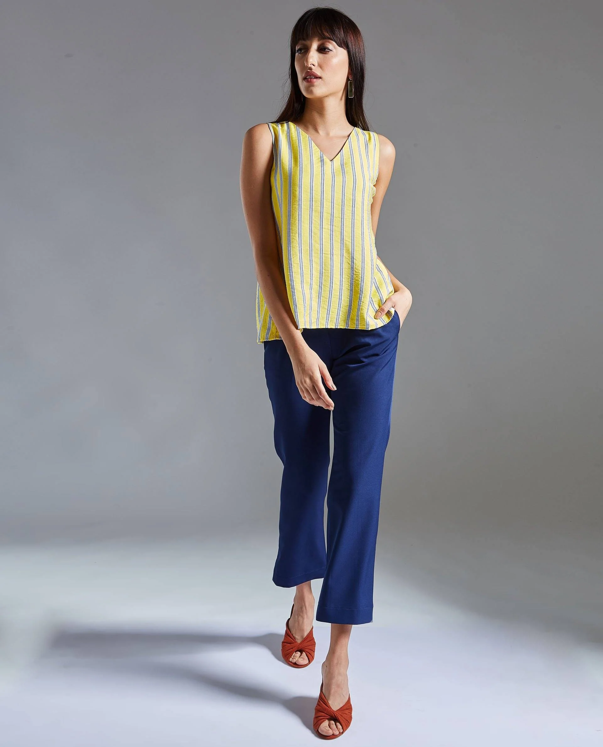 Rareism Women Wave Yellow Top Sleeveless - Image 2