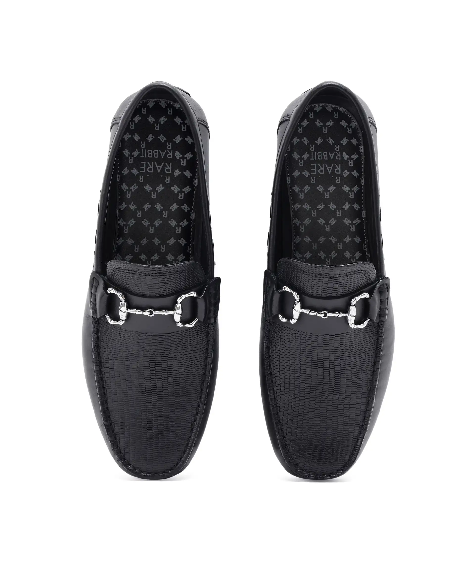 Rare Rabbit Men's Wave Pro Black Genuine Leather Plated Slip-On Driving Moccasins - Image 3