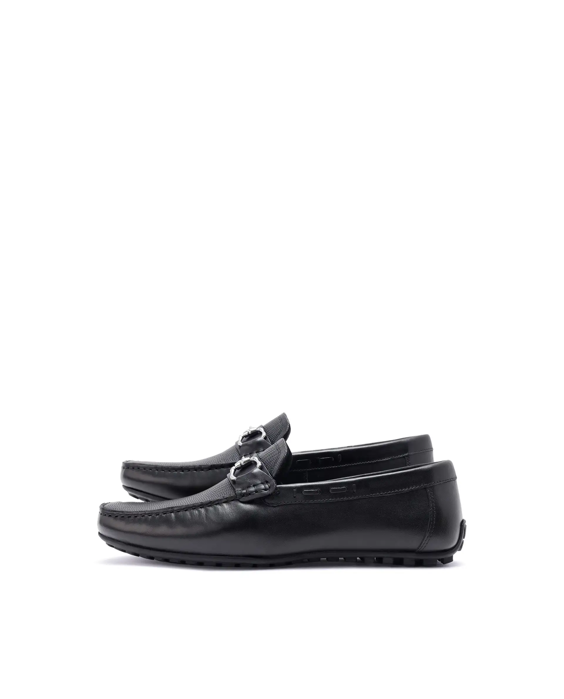 Rare Rabbit Men's Wave Pro Black Genuine Leather Plated Slip-On Driving Moccasins - Image 4