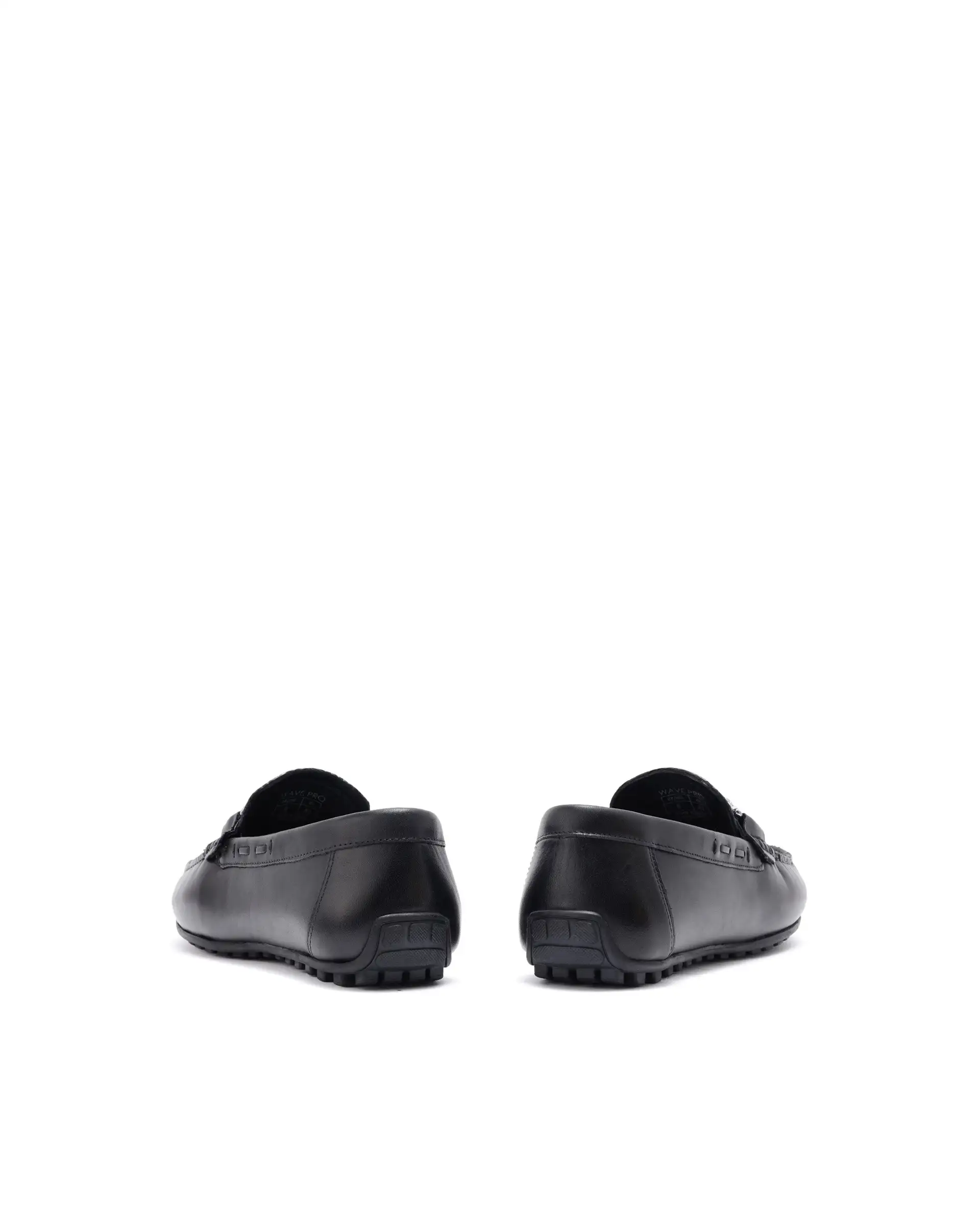 Rare Rabbit Men's Wave Pro Black Genuine Leather Plated Slip-On Driving Moccasins - Image 5