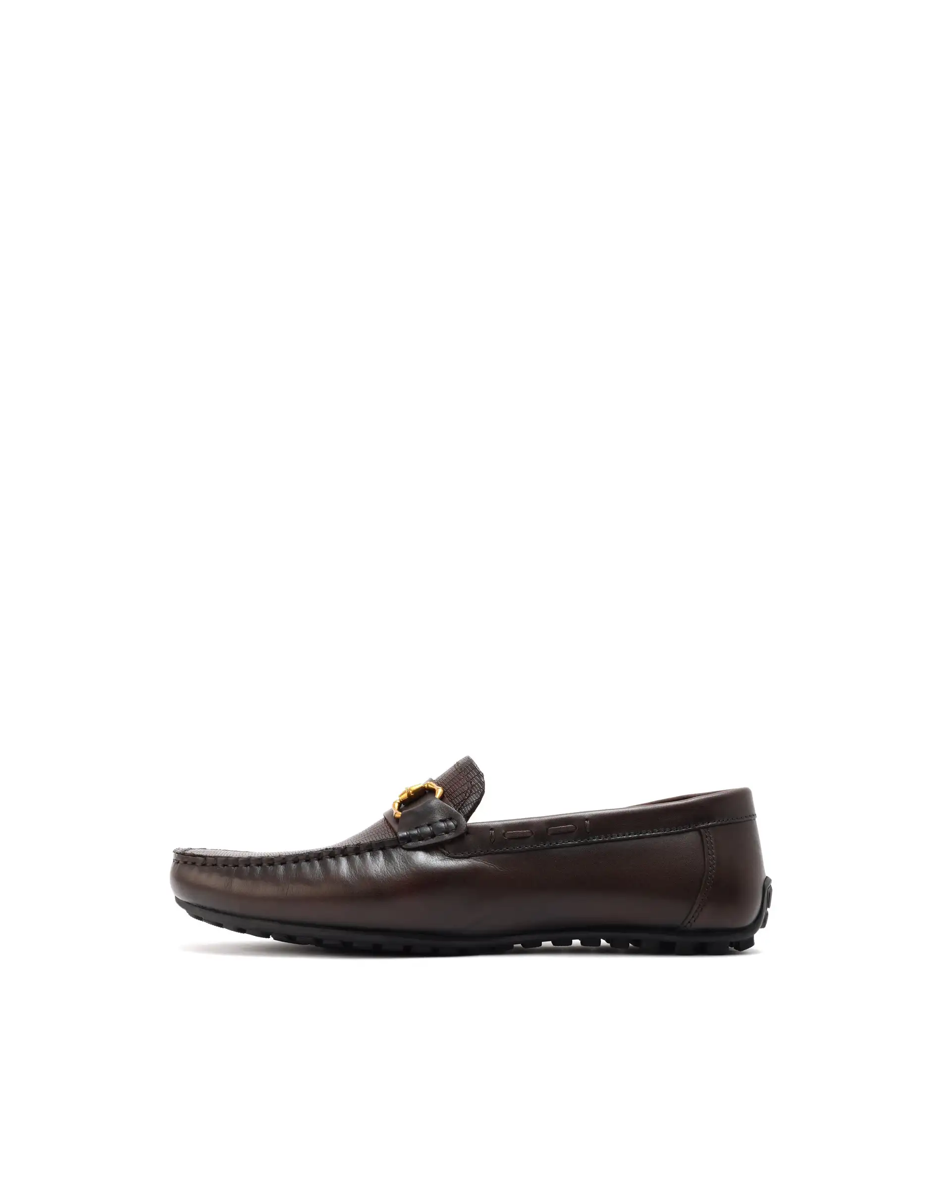 Rare Rabbit Men's Wave Pro Brown Genuine Leather Plated Slip-On Driving Moccasins - Image 2