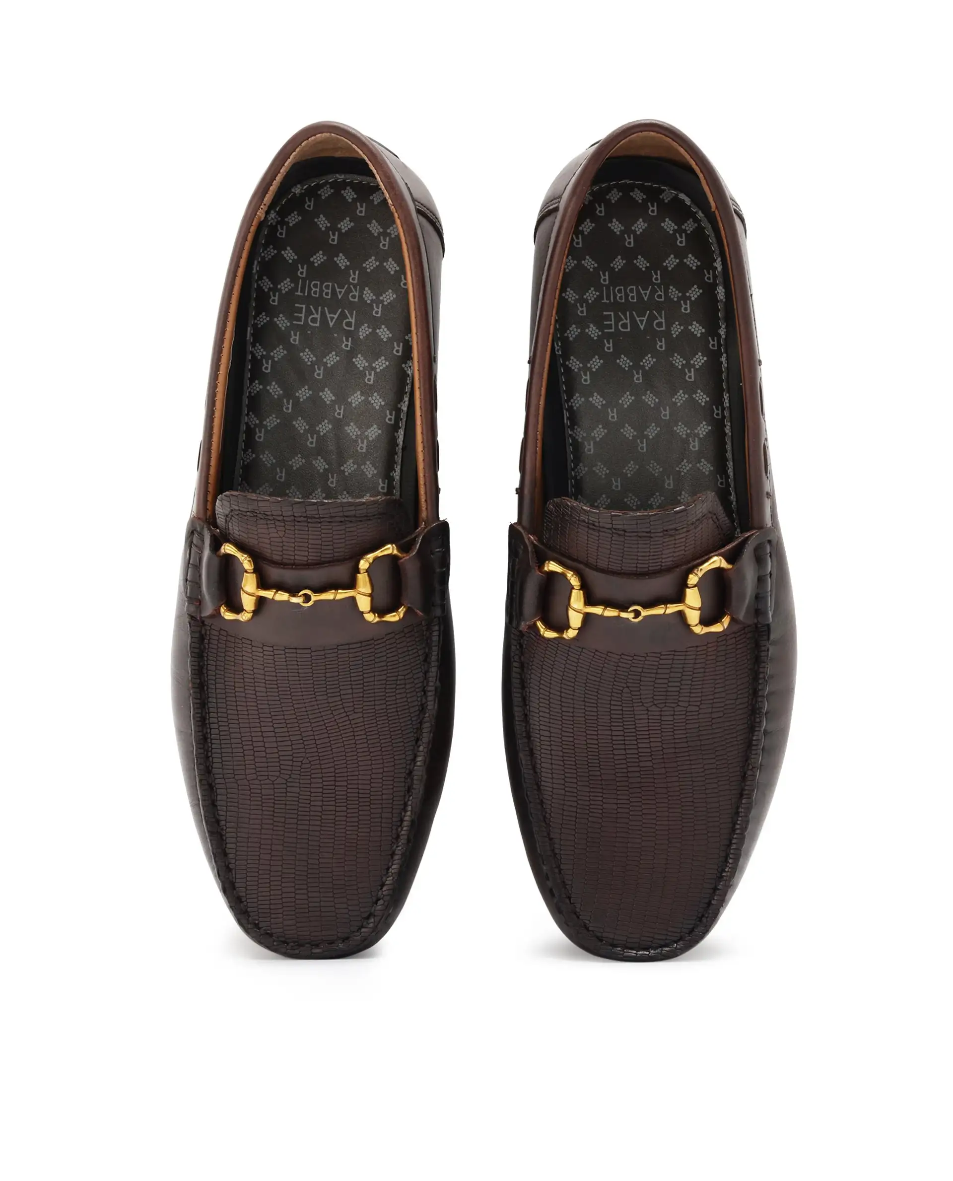 Rare Rabbit Men's Wave Pro Brown Genuine Leather Plated Slip-On Driving Moccasins - Image 3