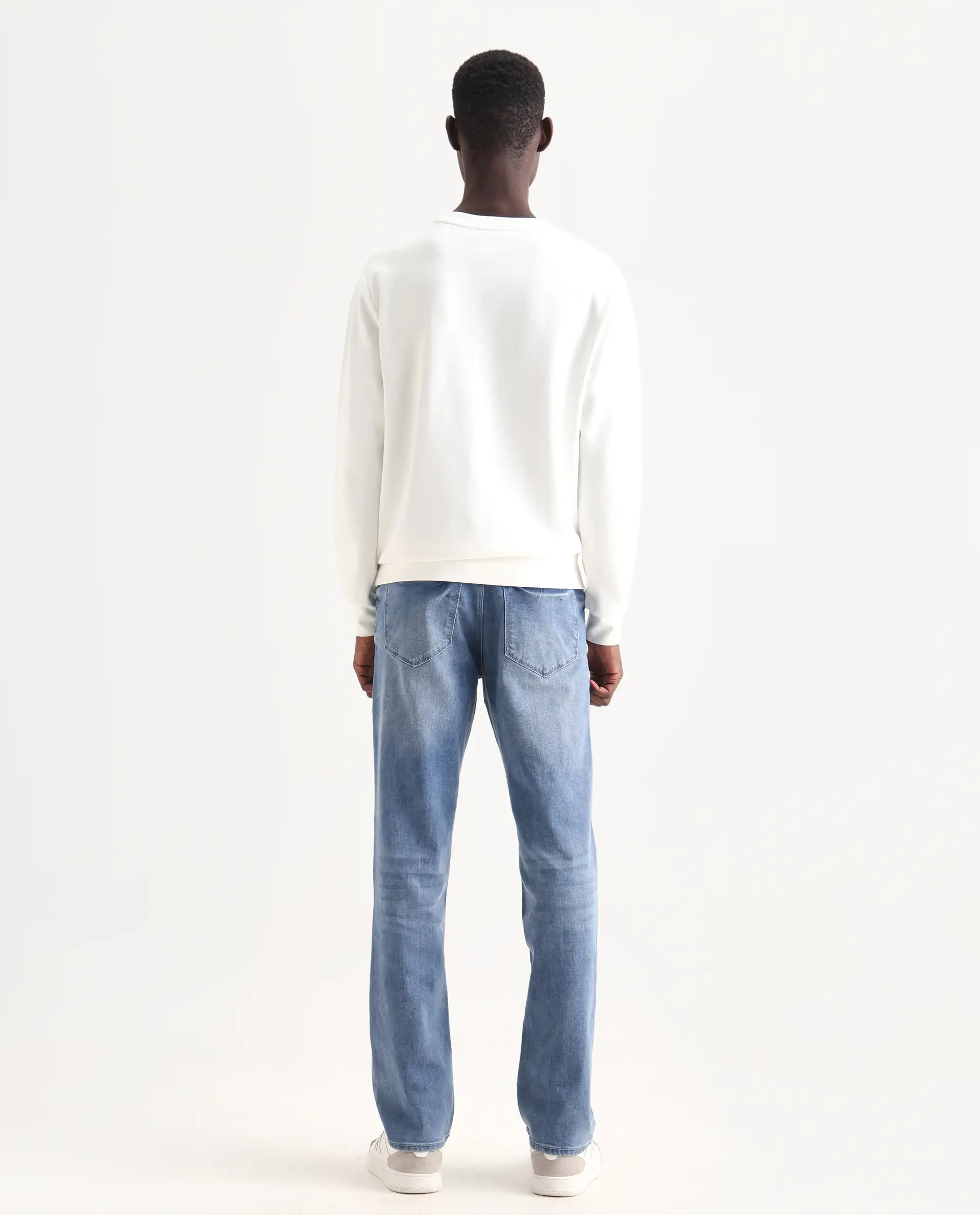 Rare Rabbit Men's Wavey Light Blue Cotton Blend Plain Morris Regular Fit Jeans - Image 8