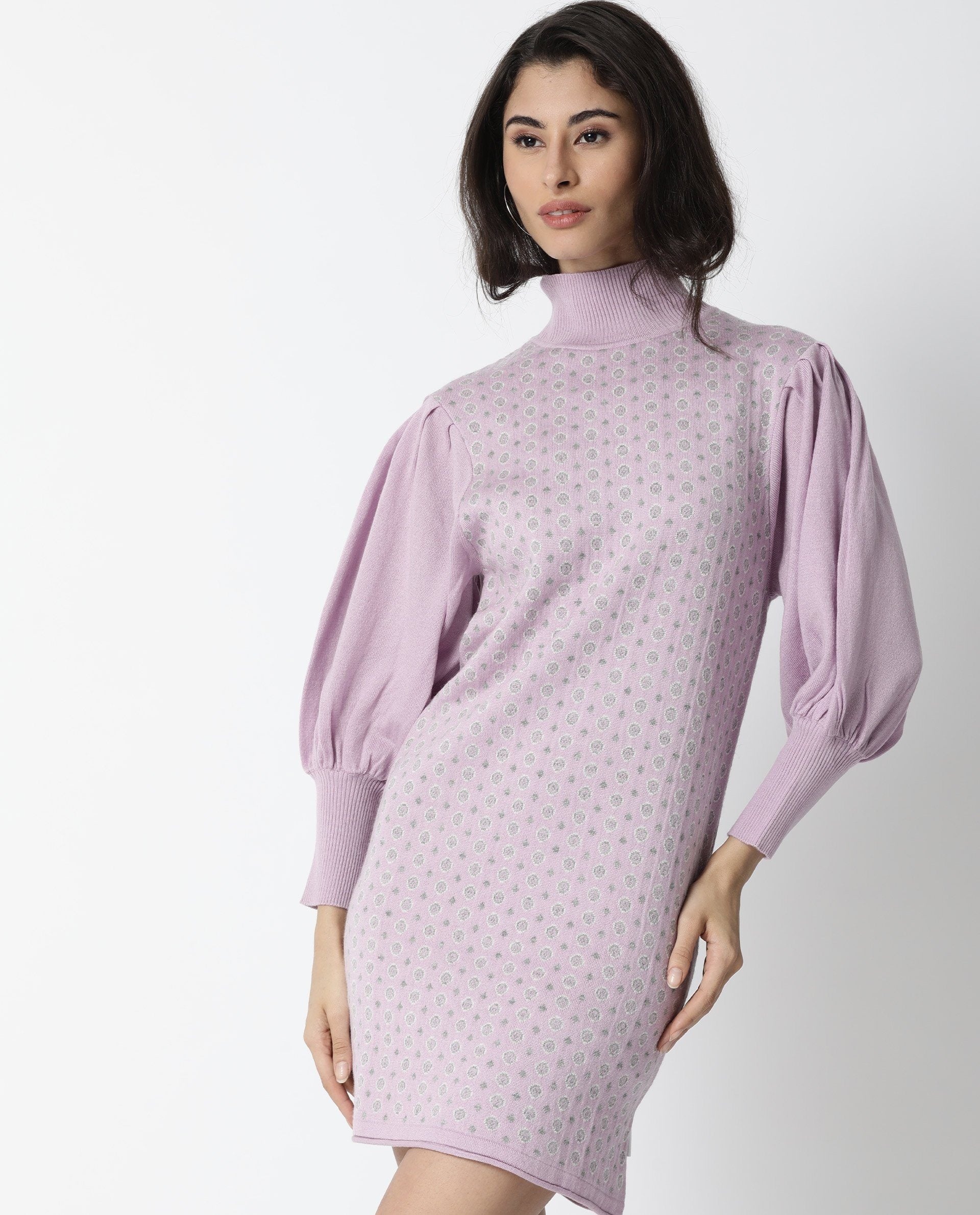 Rareism Women Web Purple Dress Full Sleeves Dobby - Image 7