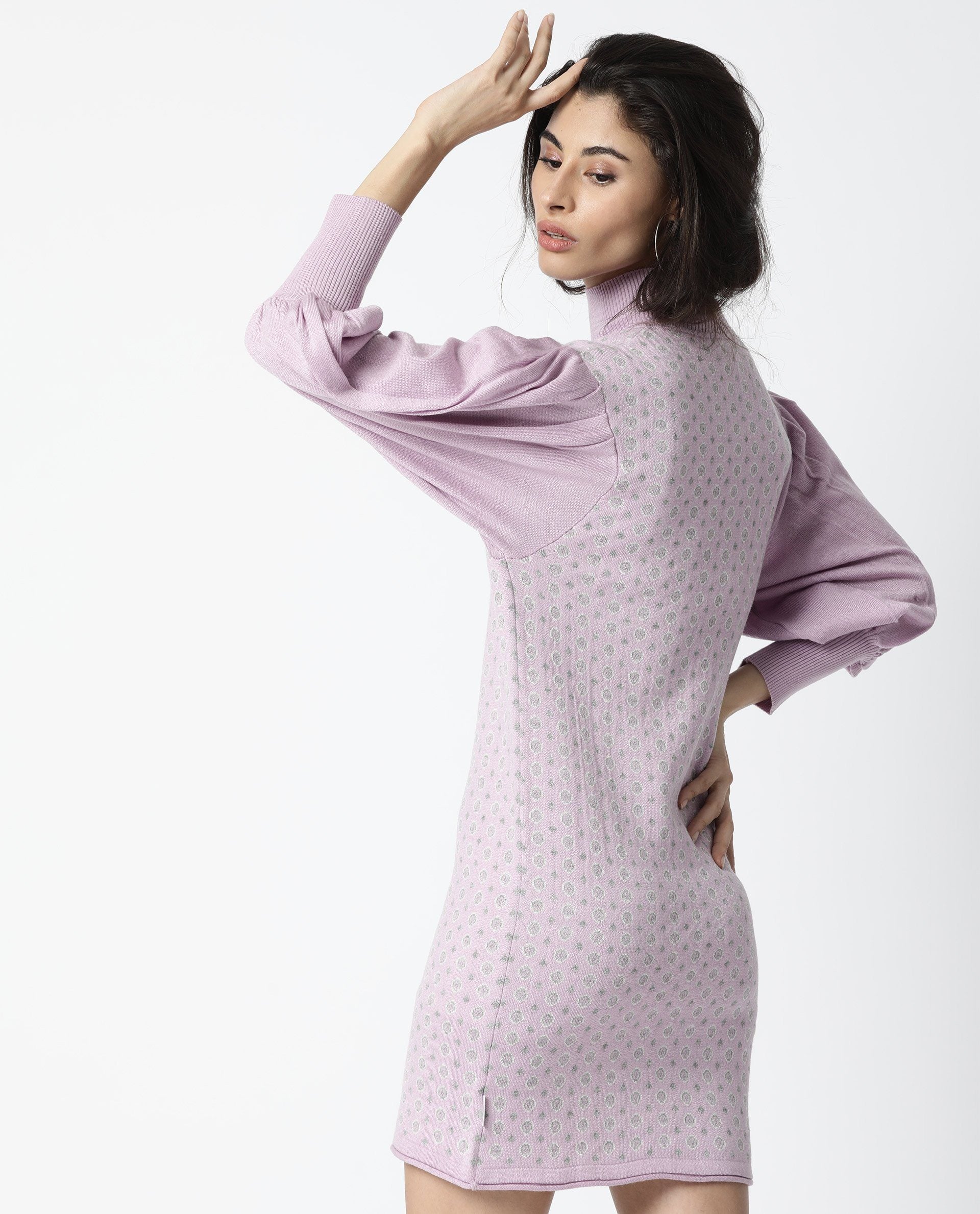 Rareism Women Web Purple Dress Full Sleeves Dobby - Image 9