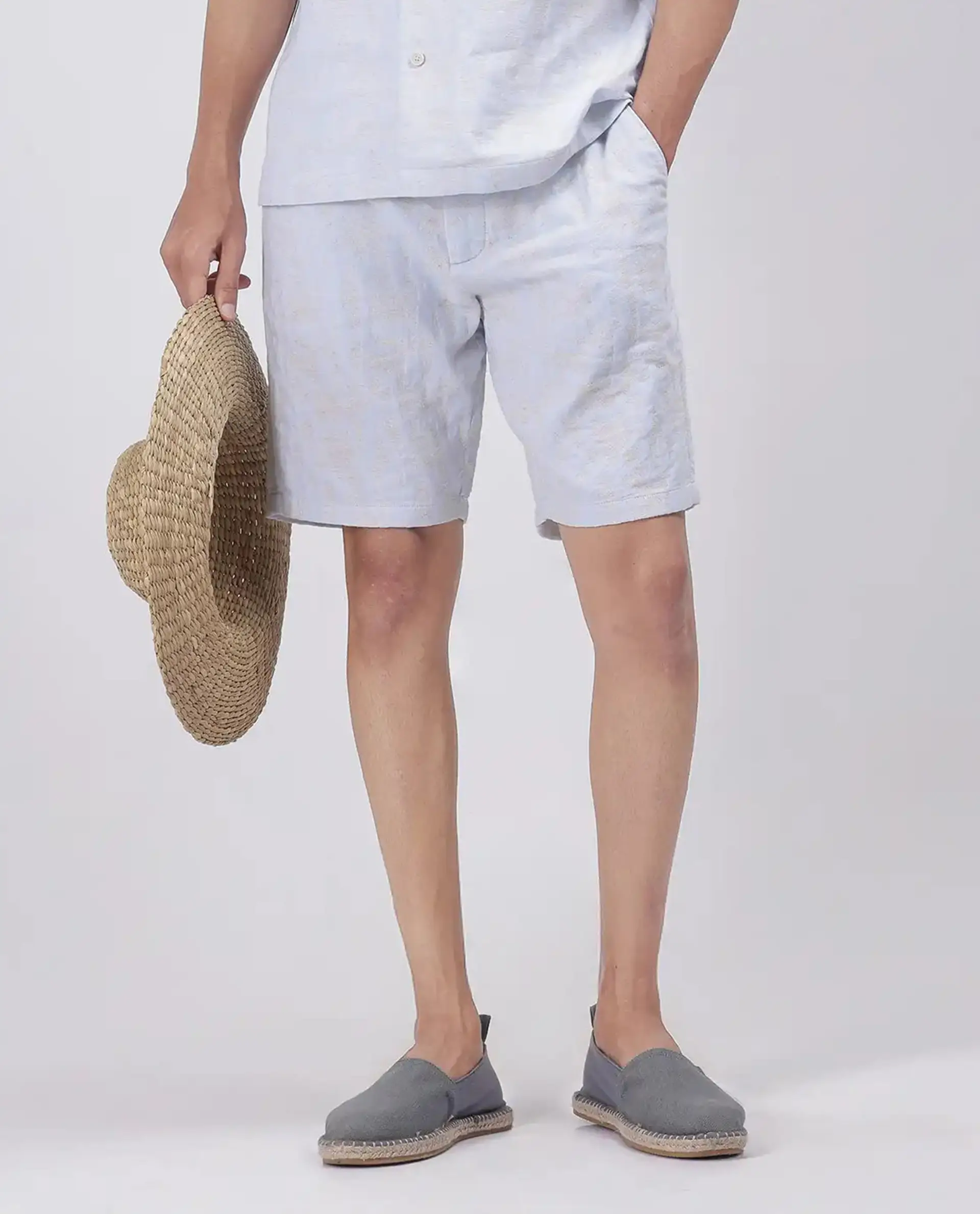 Rare Rabbit Men's Welks Pastel Blue Cotton Jacquard Relaxed Fit Shorts - Image 9