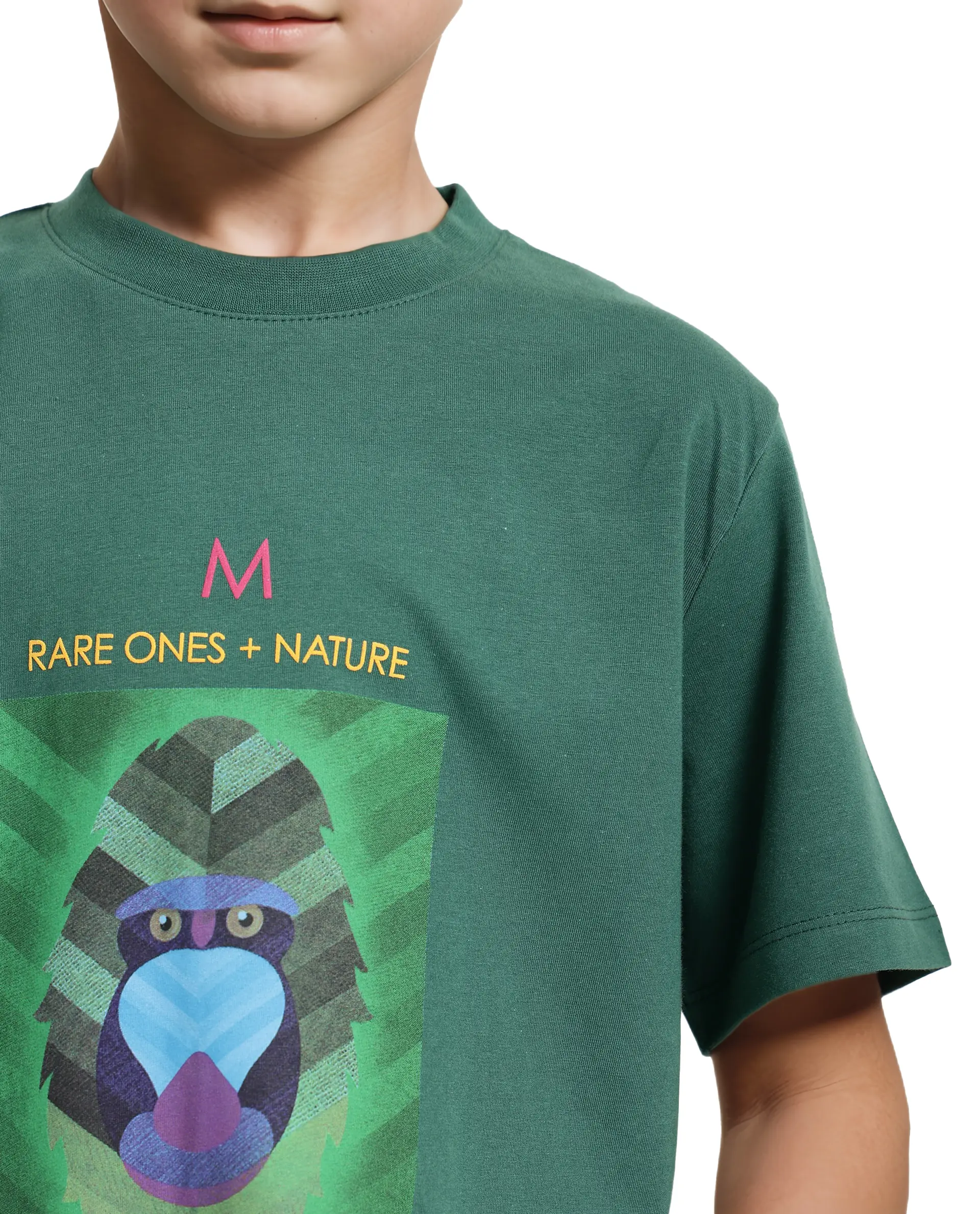 Rare Ones Kids Well Green Cotton Half Sleeves Regular Crew Neck Graphic Print T-Shirt - Image 4