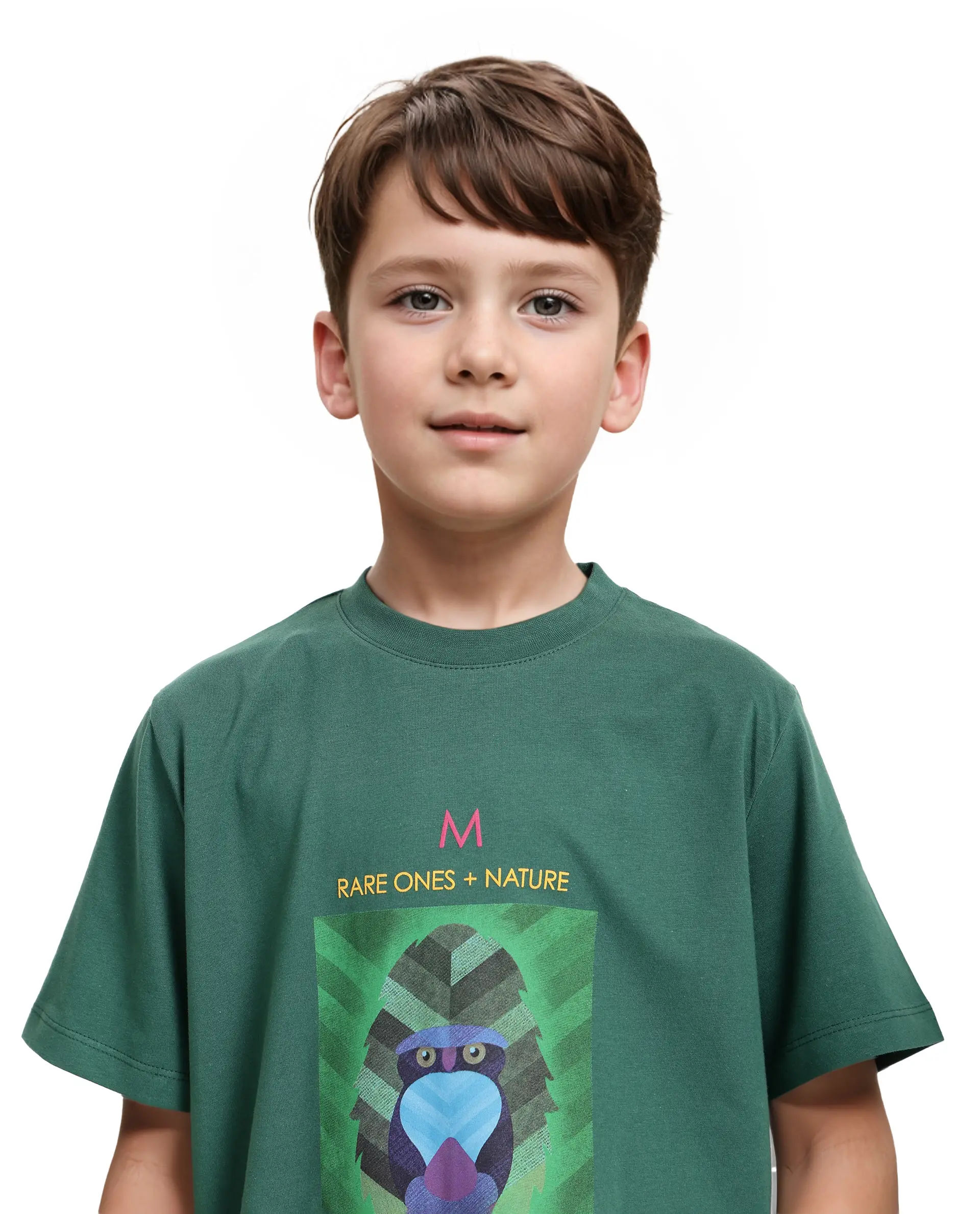 Rare Ones Kids Well Green Cotton Half Sleeves Regular Crew Neck Graphic Print T-Shirt - Image 5