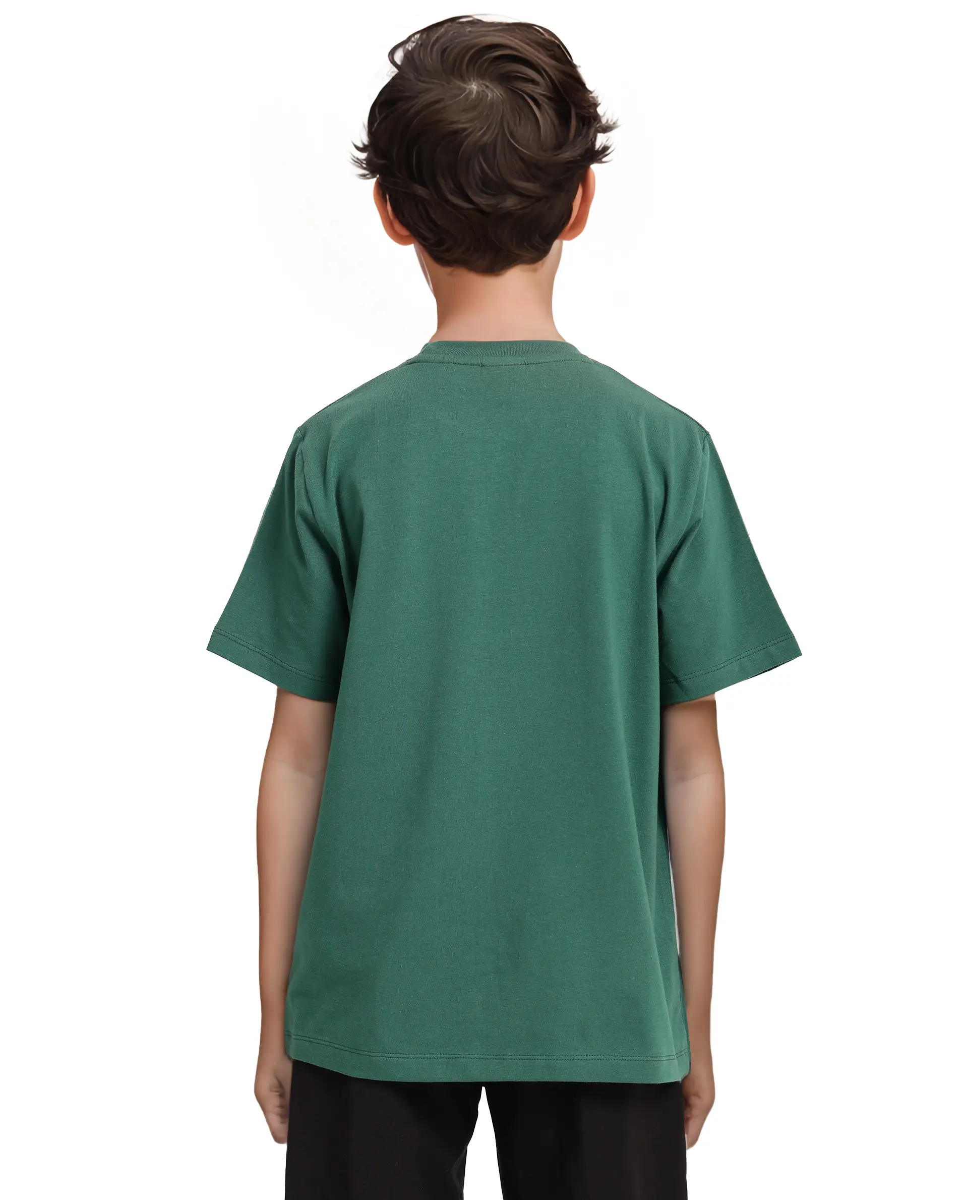 Rare Ones Kids Well Green Cotton Half Sleeves Regular Crew Neck Graphic Print T-Shirt - Image 9