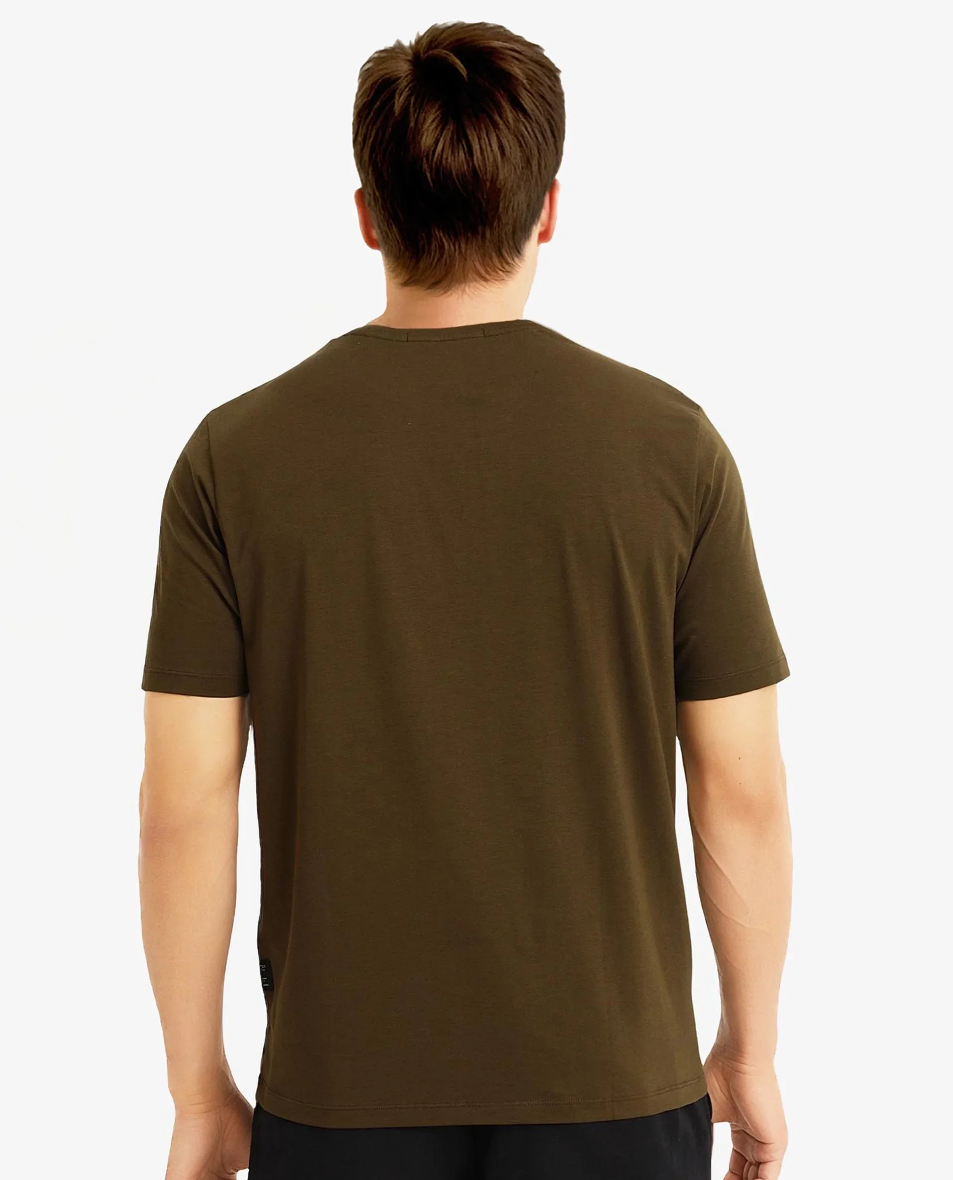 Rare Rabbit Men's Well Dusky Green Cotton Graphic Print Regular Fit Half Sleeve Crew Neck T-Shirt - Image 4