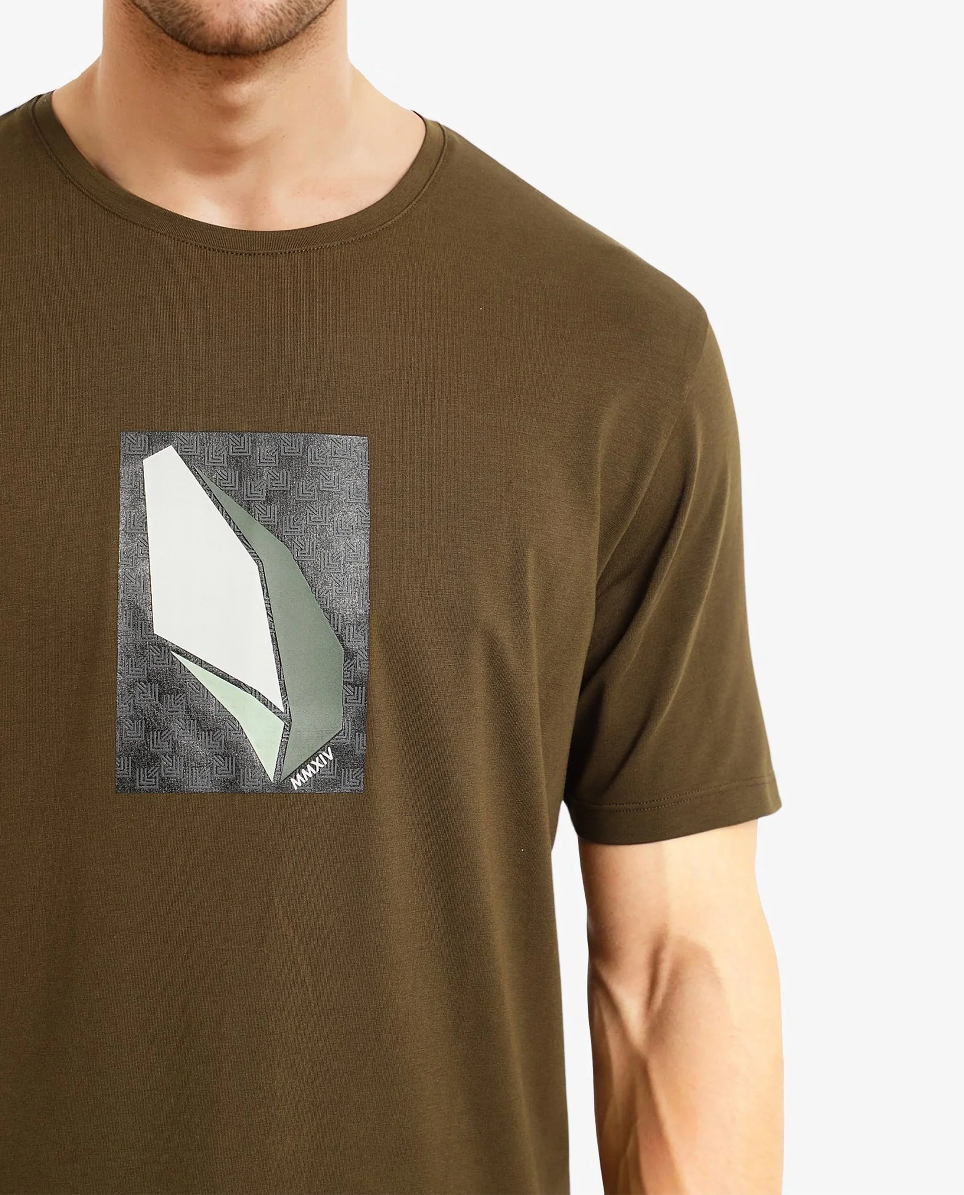 Rare Rabbit Men's Well Dusky Green Cotton Graphic Print Regular Fit Half Sleeve Crew Neck T-Shirt - Image 7