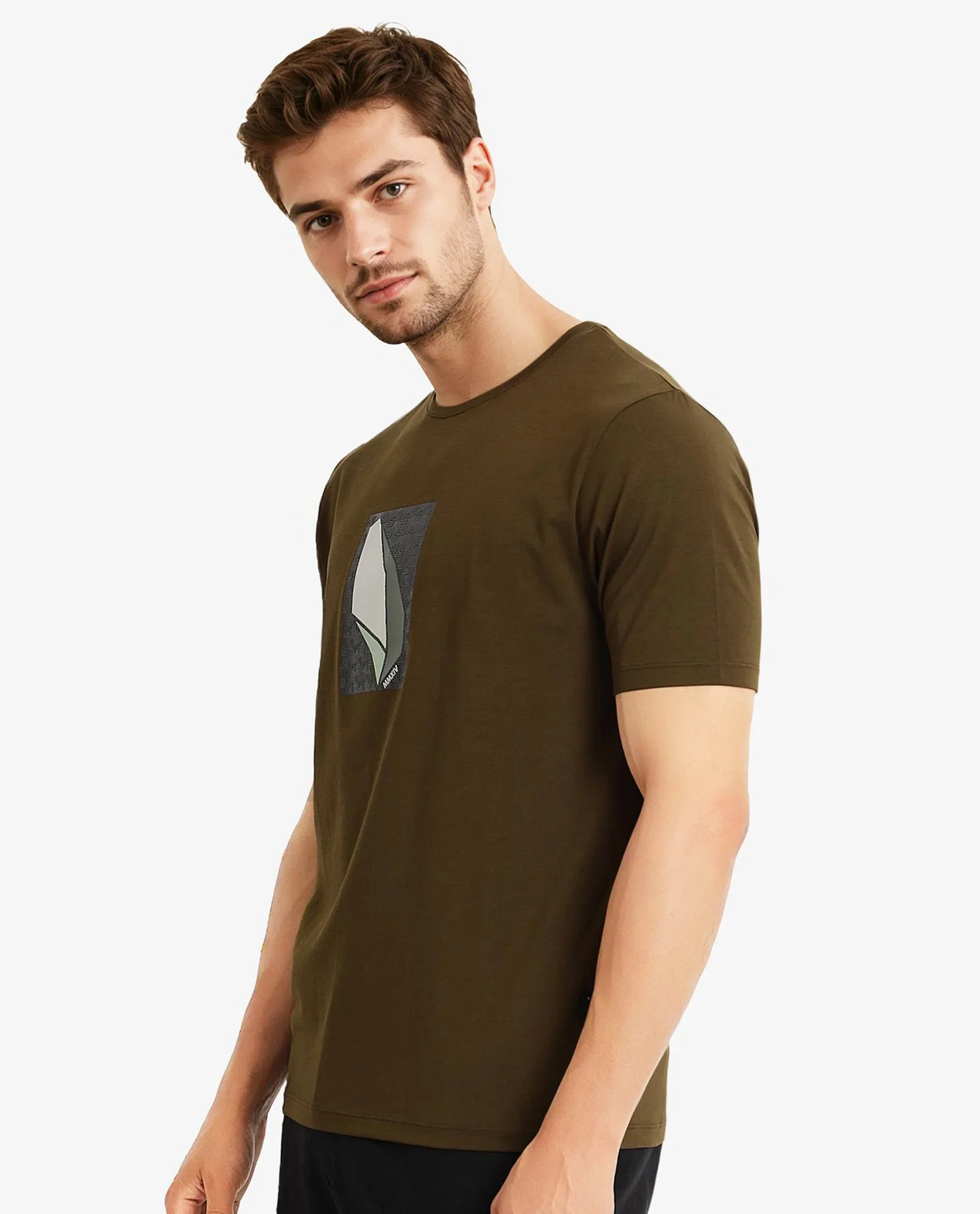 Rare Rabbit Men's Well Dusky Green Cotton Graphic Print Regular Fit Half Sleeve Crew Neck T-Shirt - Image 9