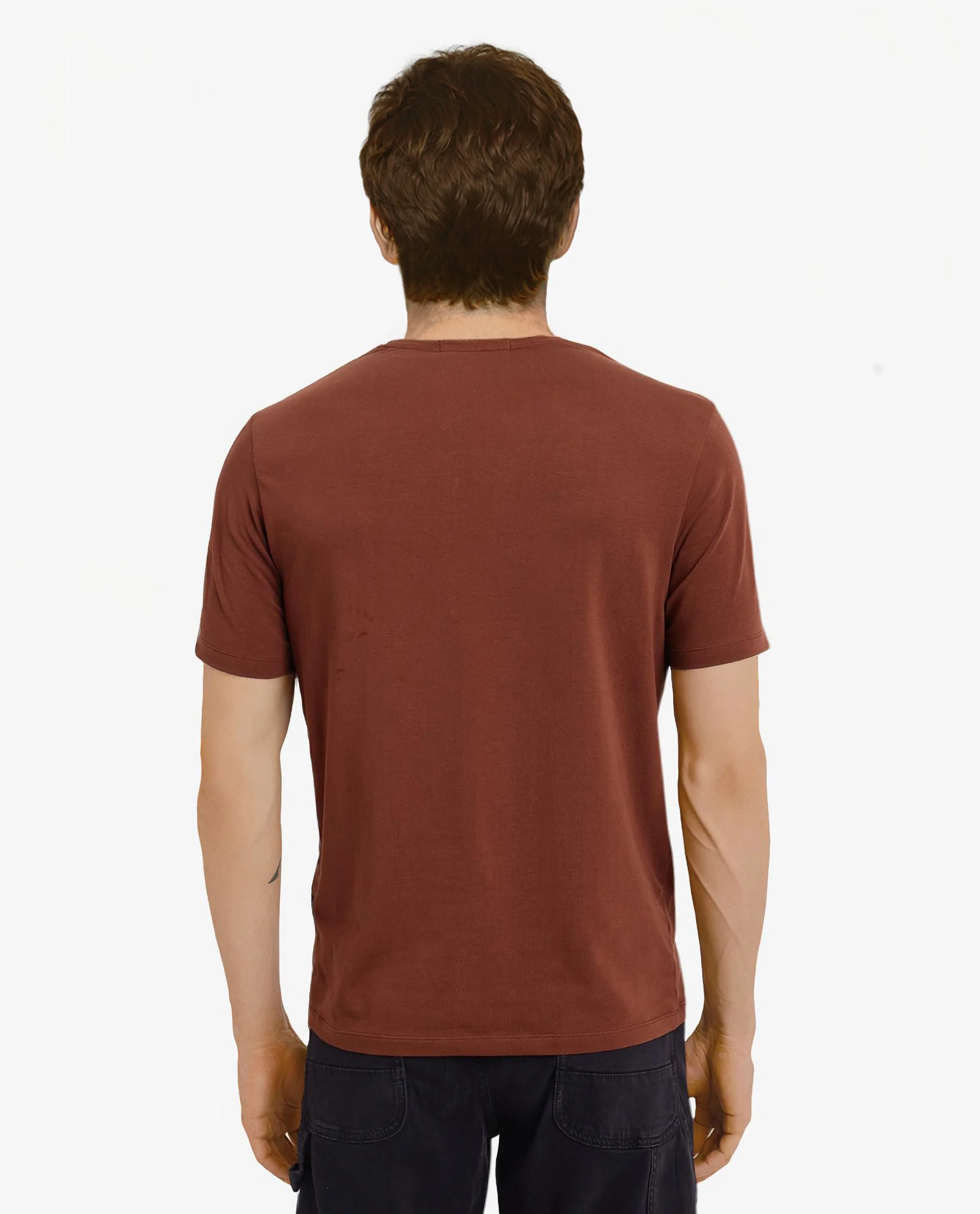 Rare Rabbit Men's Well Rust Cotton Graphic Print Regular Fit Half Sleeve Crew Neck T-Shirt - Image 5