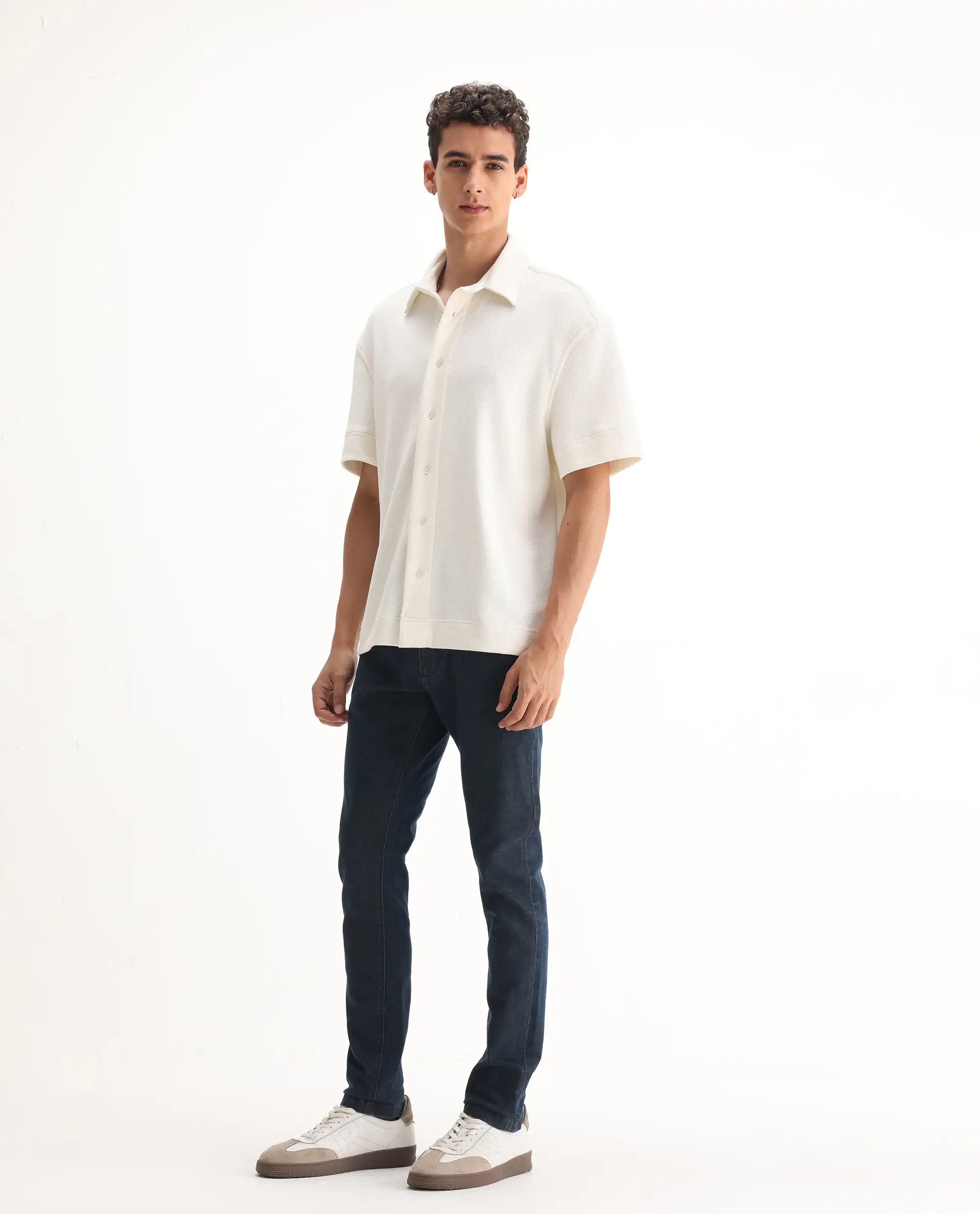 Rare Rabbit Men's Wells Navy Cotton Plain Hawk Slim Fit Jeans - Image 4