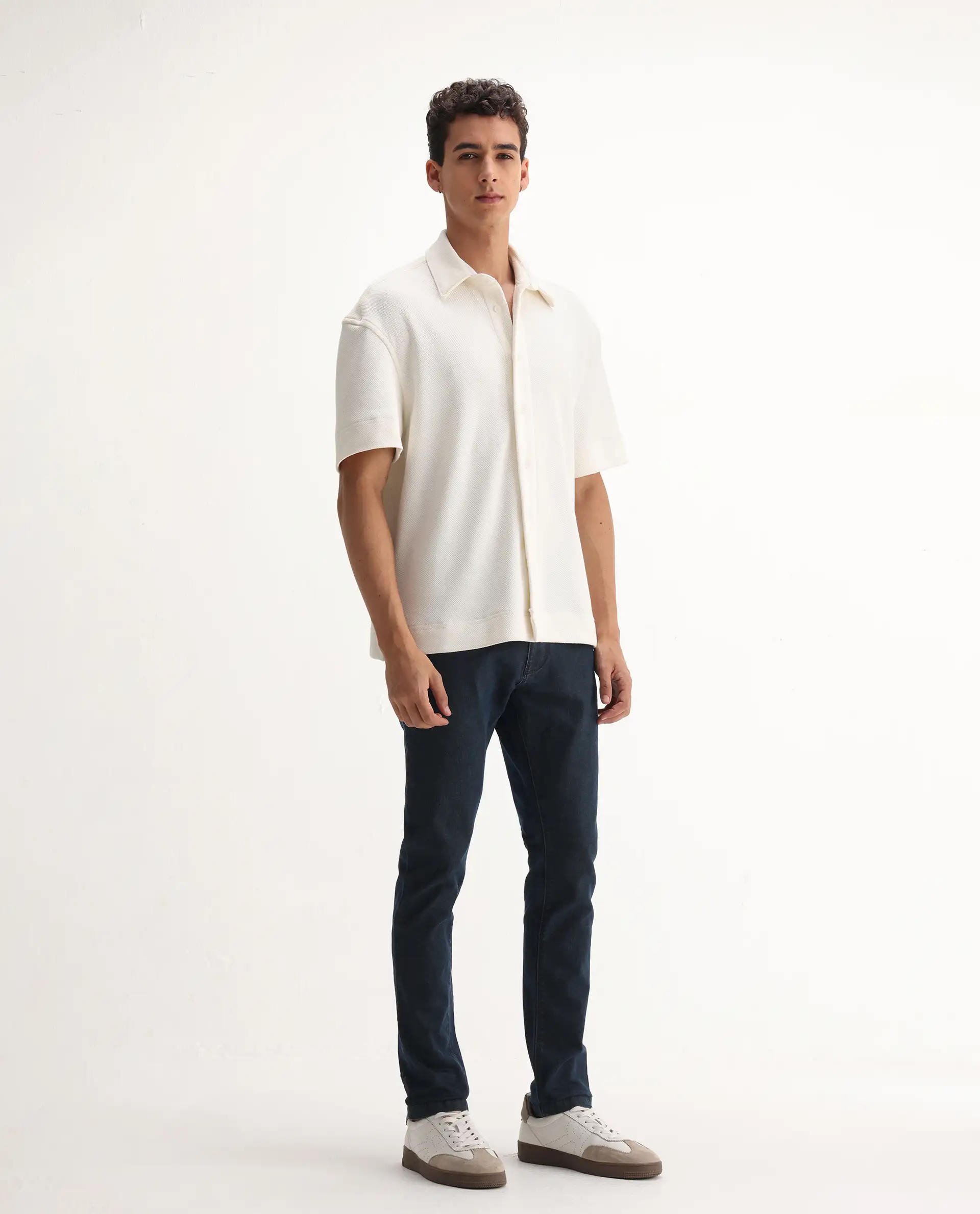 Rare Rabbit Men's Wells Navy Cotton Plain Hawk Slim Fit Jeans - Image 5