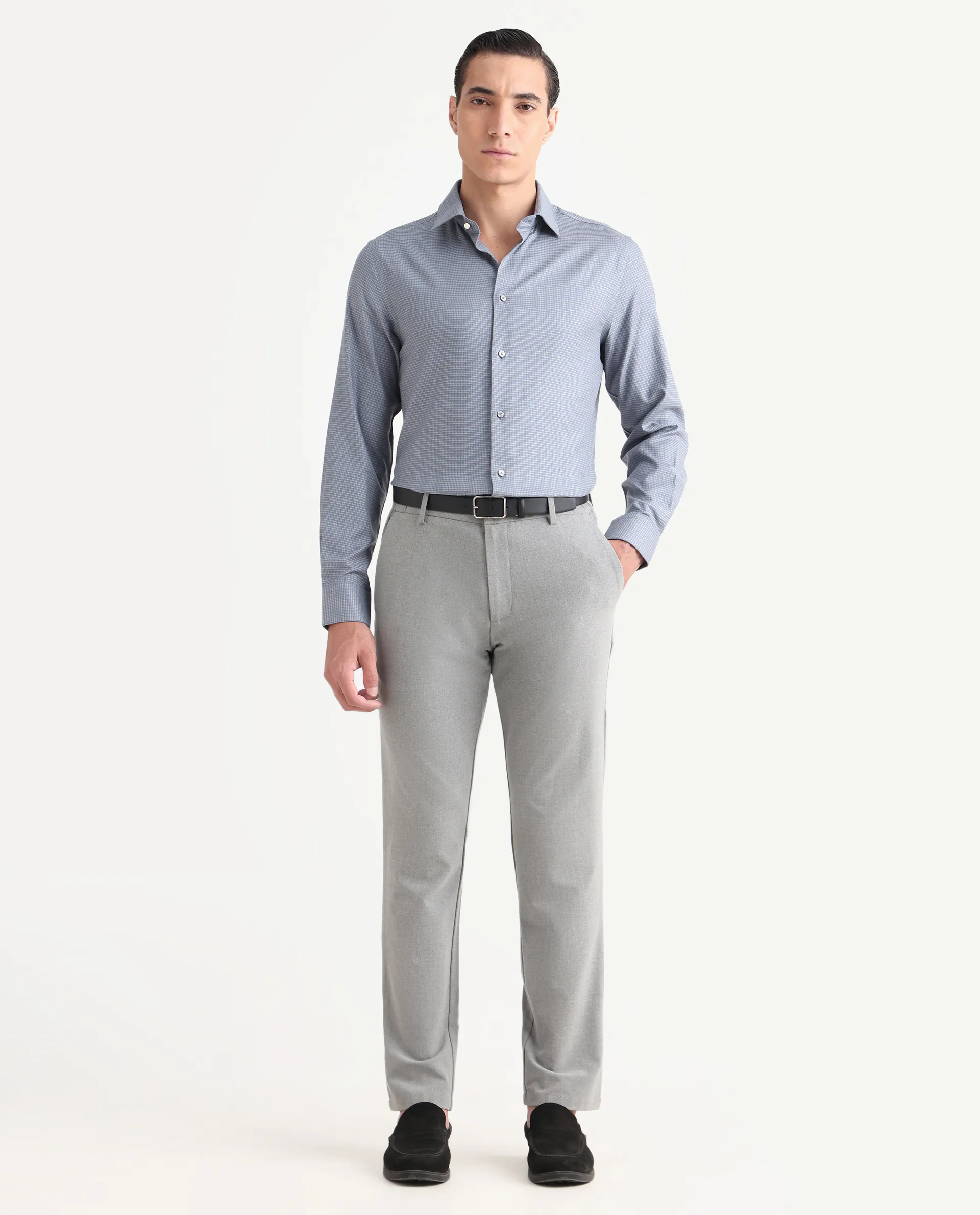 Rare Rabbit Men's Wemp Dusky Purple Cotton Fabric Spread Collar Regular Fit Checks Shirt - Image 2