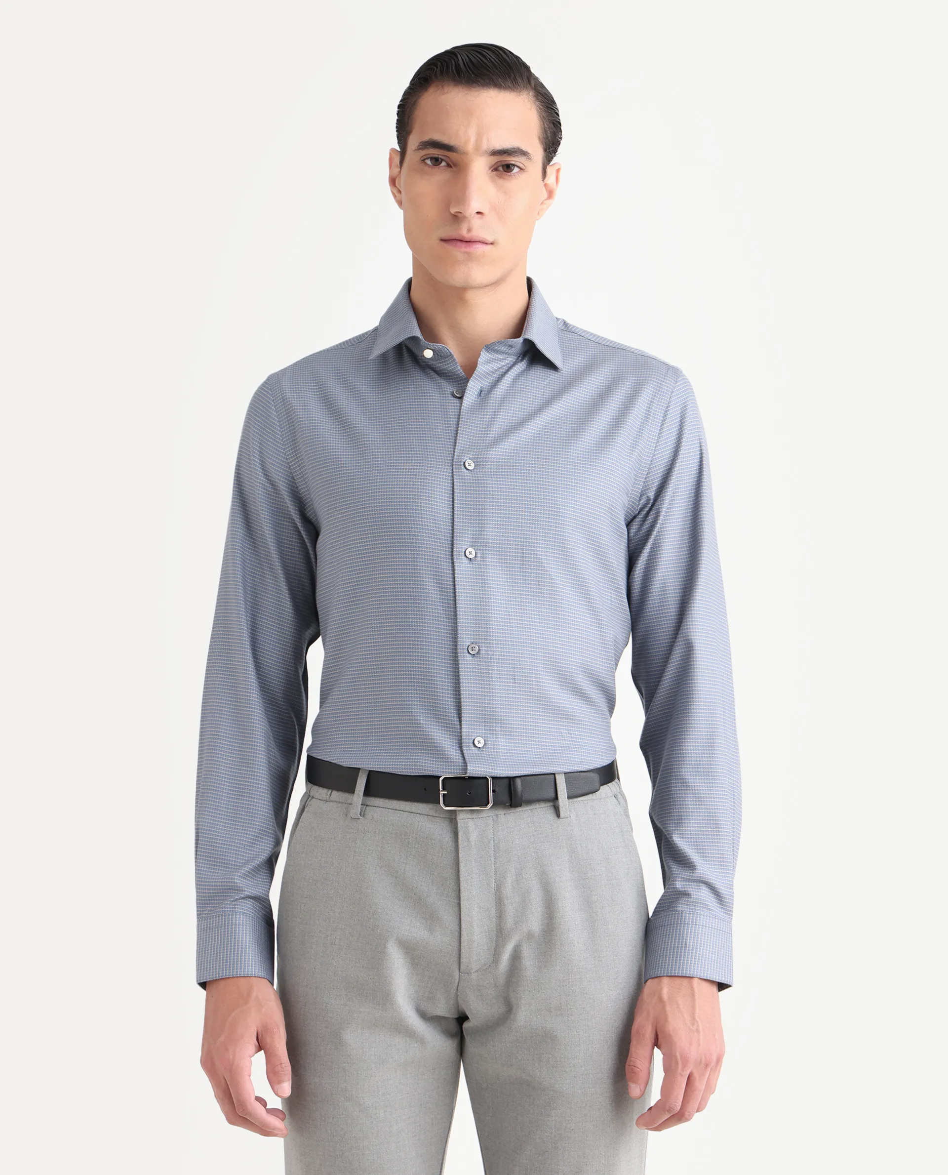 Rare Rabbit Men's Wemp Dusky Purple Cotton Fabric Spread Collar Regular Fit Checks Shirt - Image 3