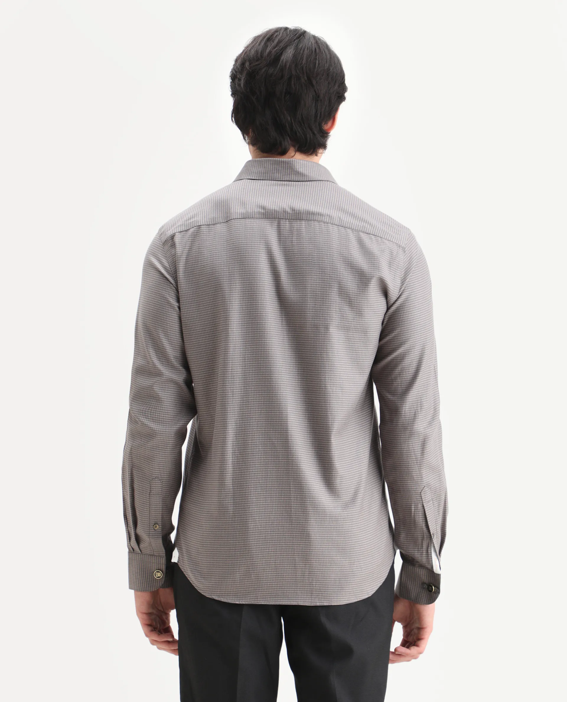 Rare Rabbit Men's Wemp Khaki Cotton Fabric Spread Collar Regular Fit Checks Shirt - Image 7