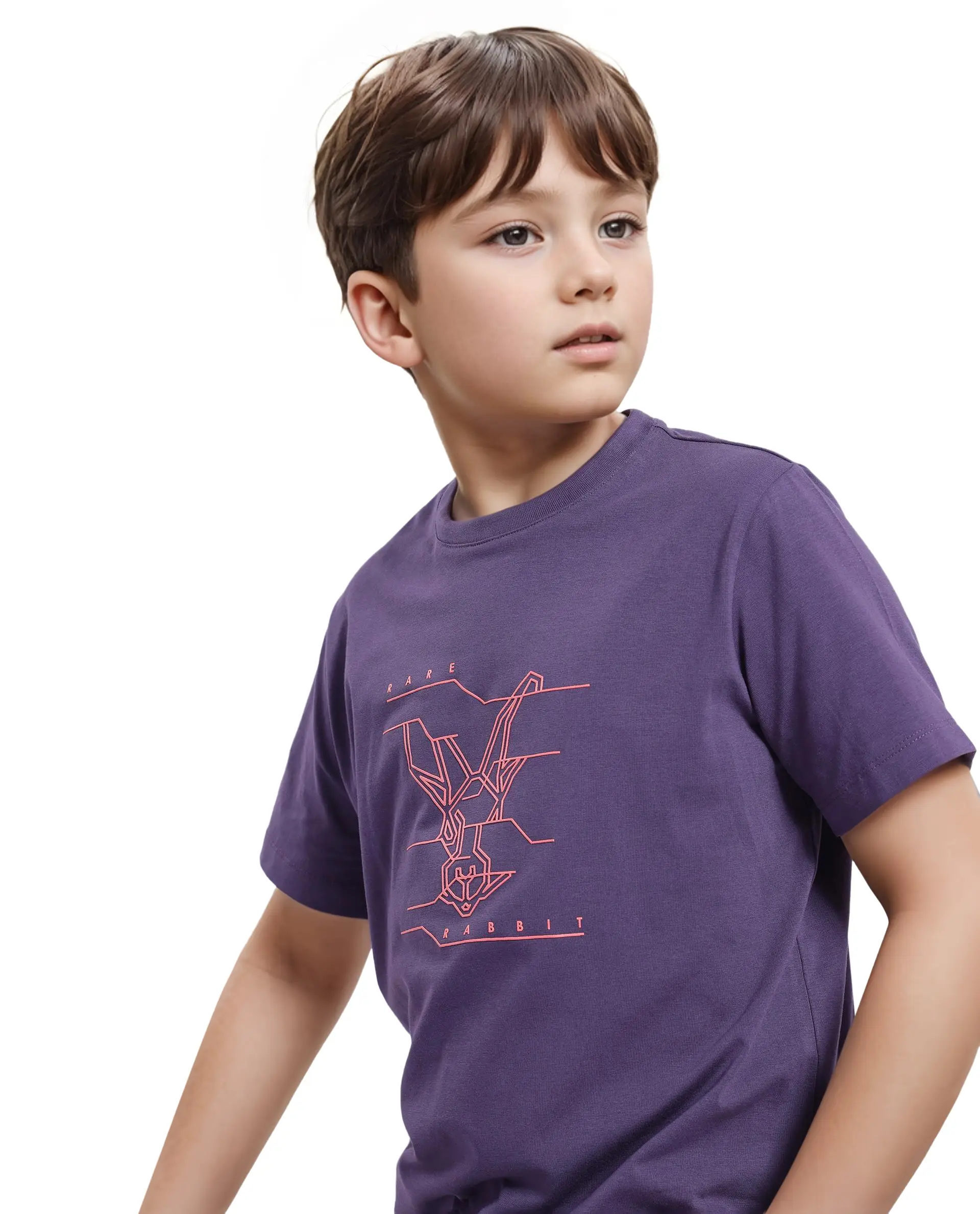 Rare Ones Kids Wes Dark Purple Cotton Half Sleeves Crew Neck Graphic Print Logo T-Shirt - Image 3