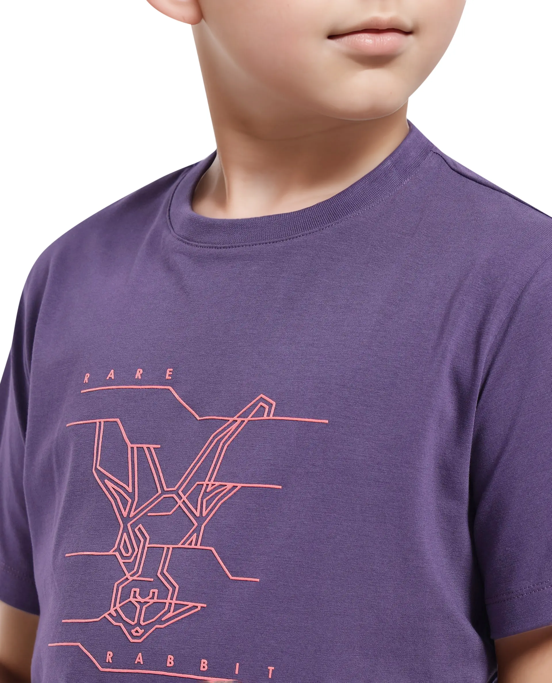Rare Ones Kids Wes Dark Purple Cotton Half Sleeves Crew Neck Graphic Print Logo T-Shirt - Image 4