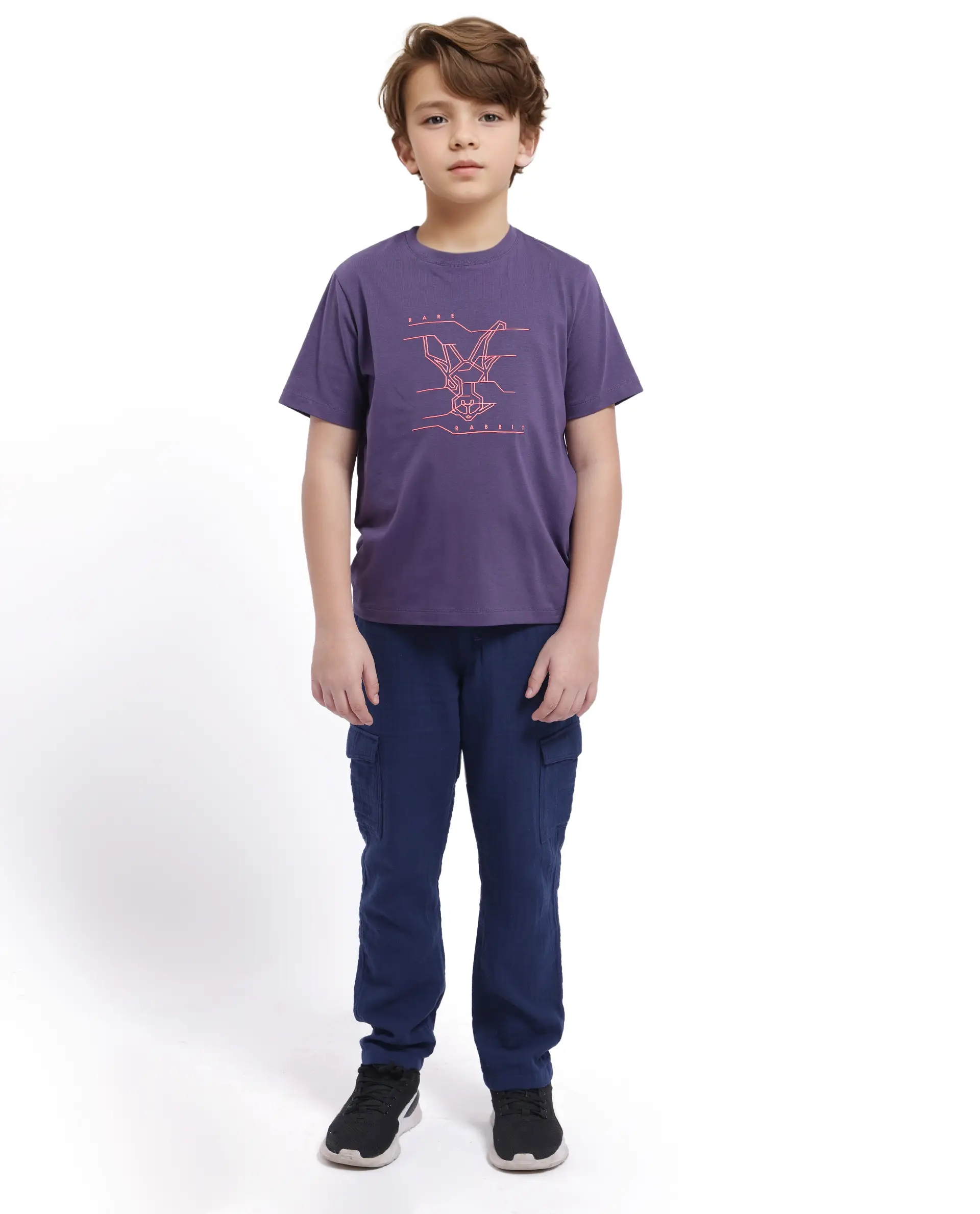 Rare Ones Kids Wes Dark Purple Cotton Half Sleeves Crew Neck Graphic Print Logo T-Shirt - Image 5