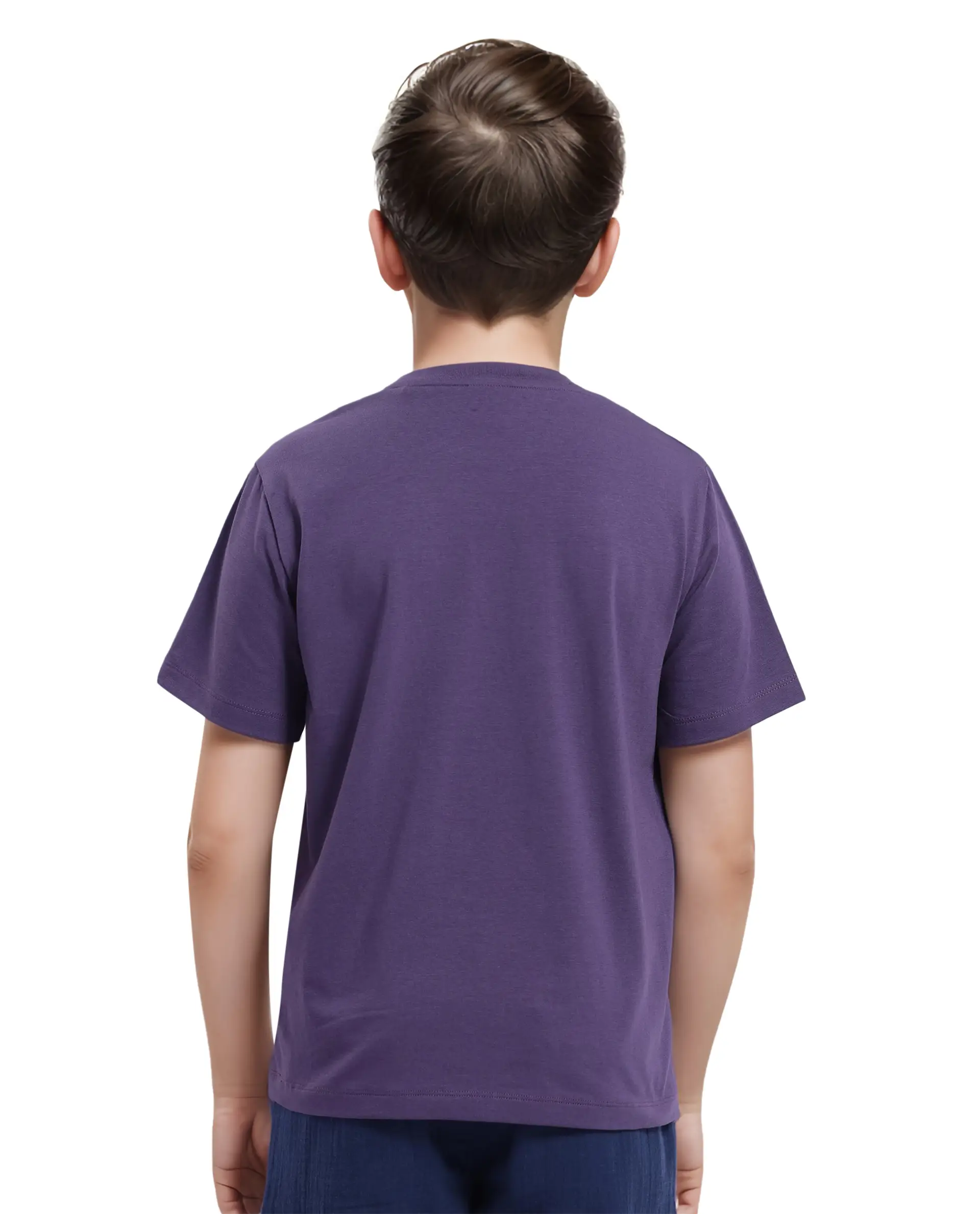 Rare Ones Kids Wes Dark Purple Cotton Half Sleeves Crew Neck Graphic Print Logo T-Shirt - Image 7