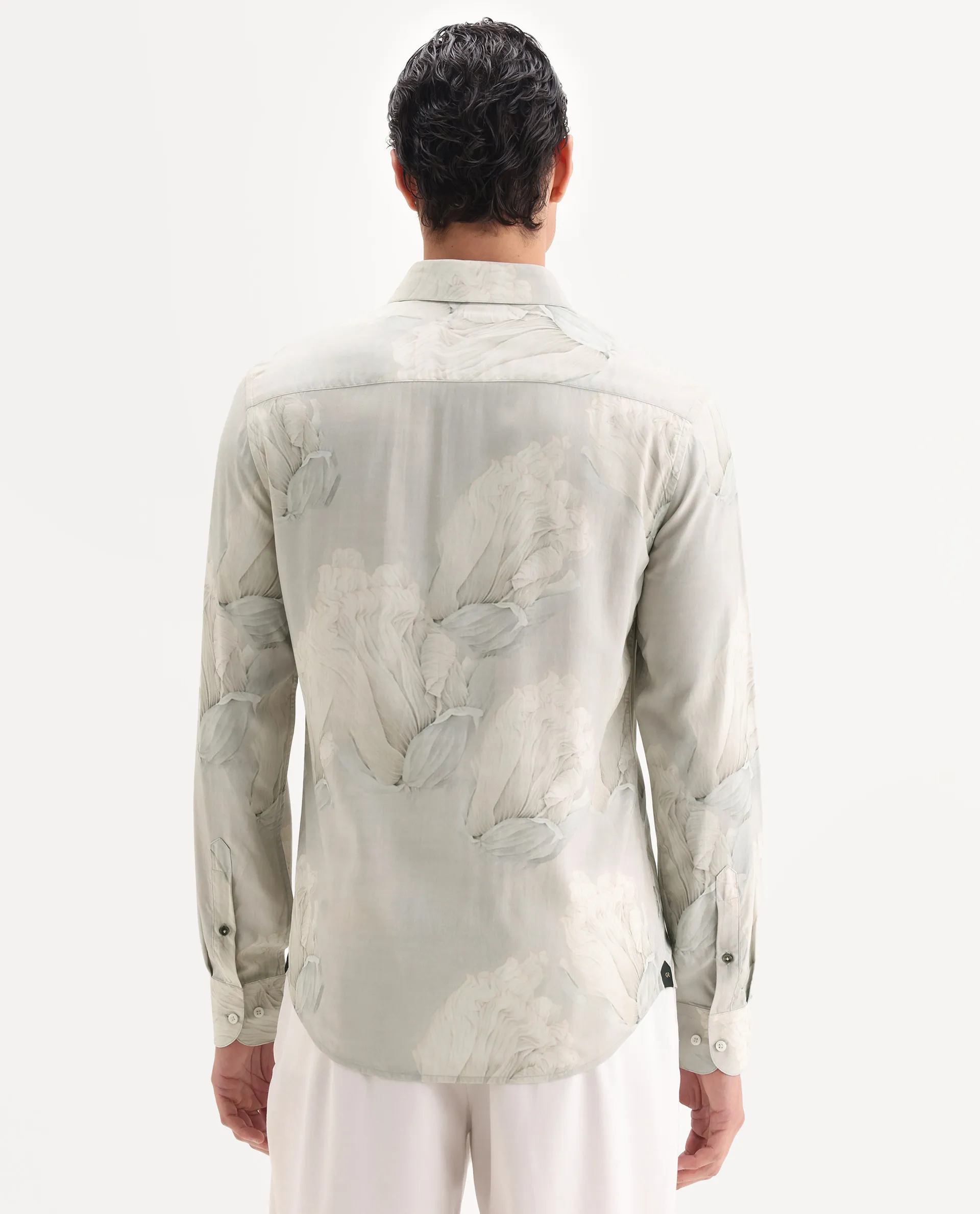 Rare Rabbit Men's Wexel Pastel Green Viscose Fabric Collared Neck Regular Fit Floral Print Shirt - Image 7