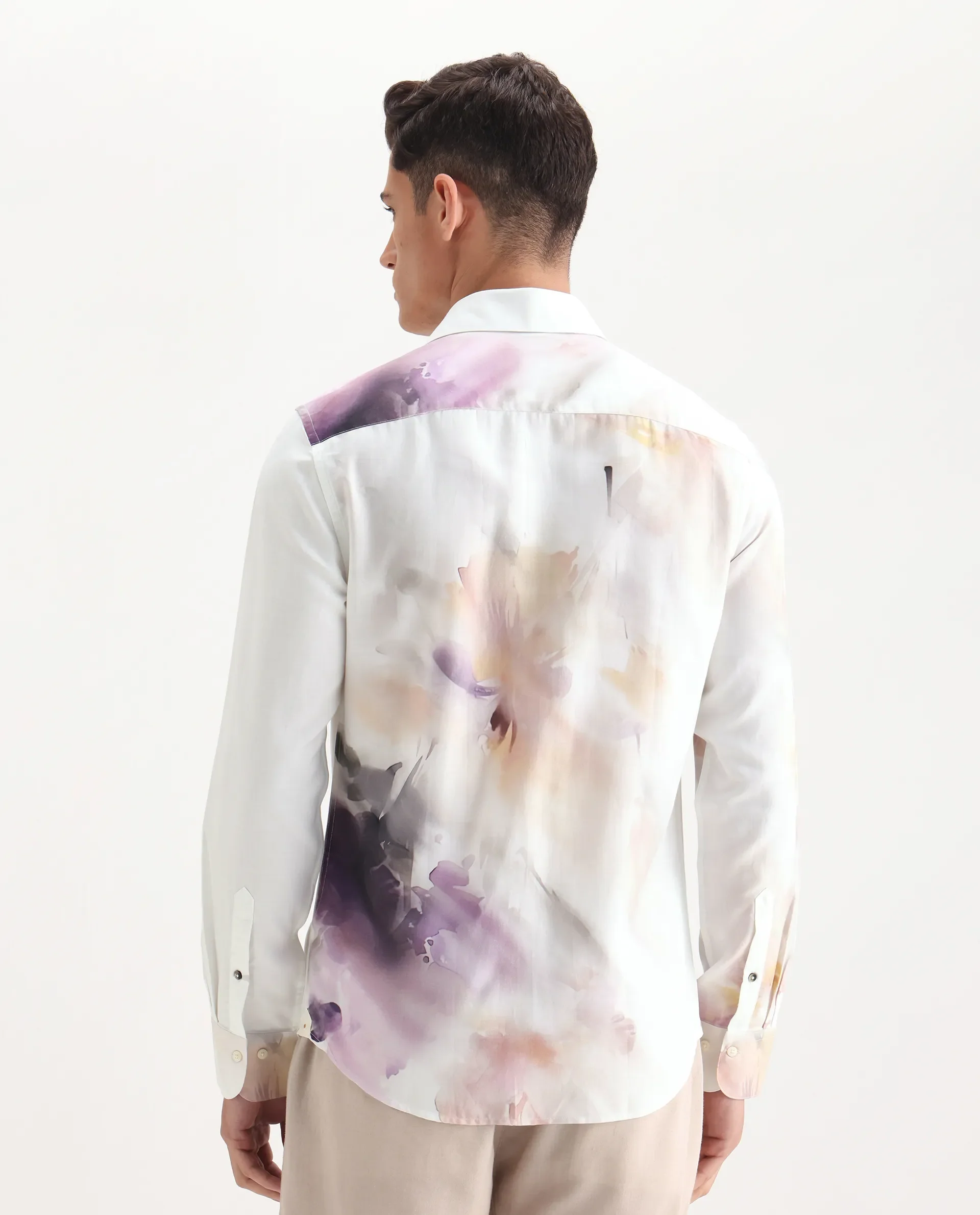 Rare Rabbit Men's Wexol Off White Cotton Blend Floral Print Regular Fit Full Sleeve Collared Shirt - Image 7
