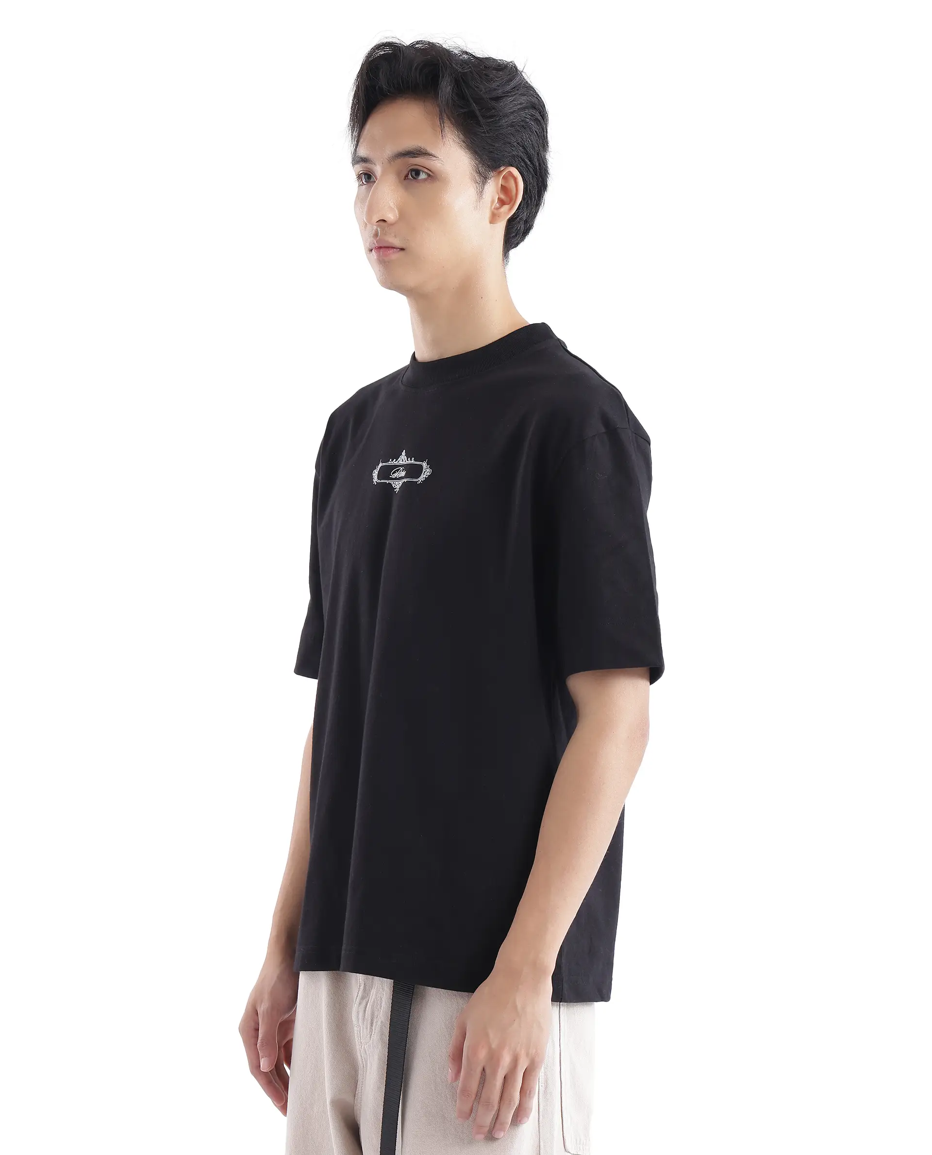 Rare Rabbit Men's Whatevr Black Cotton Graphic Print Oversized Fit Half Sleeve Crew Neck T-Shirt - Image 8