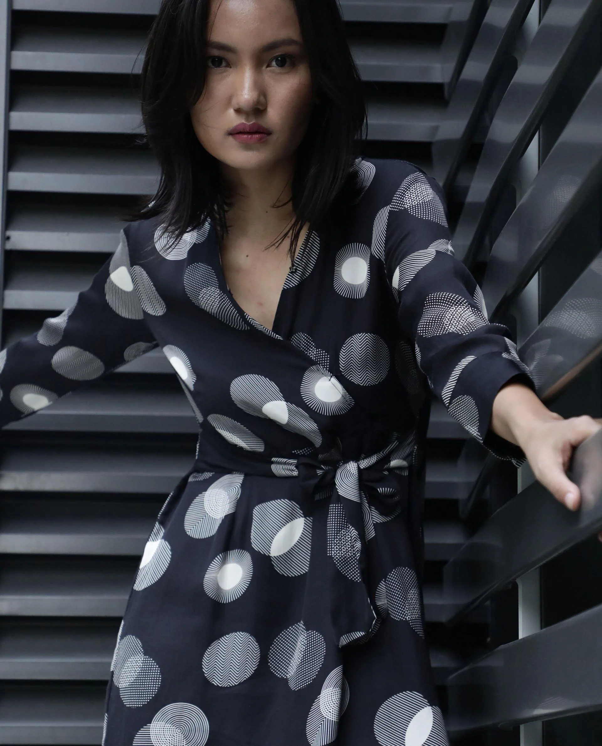 Rareism Women Wheel Black Dress Full Sleeves Printed - Image 2