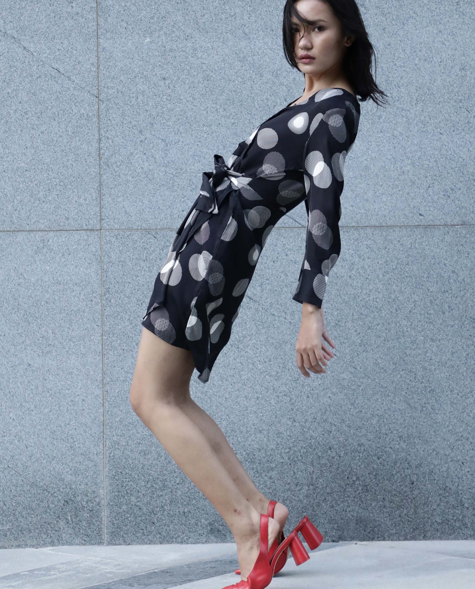 Rareism Women Wheel Black Dress Full Sleeves Printed - Image 7
