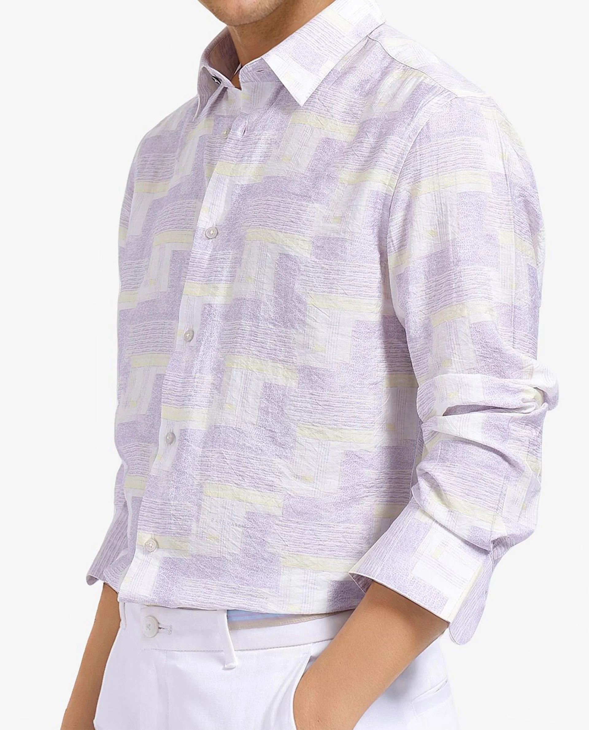 Rare Rabbit Men's Whimsy Pastel Pink Cotton Abstract Print Regular Fit Full Sleeve Collared Shirt - Image 3