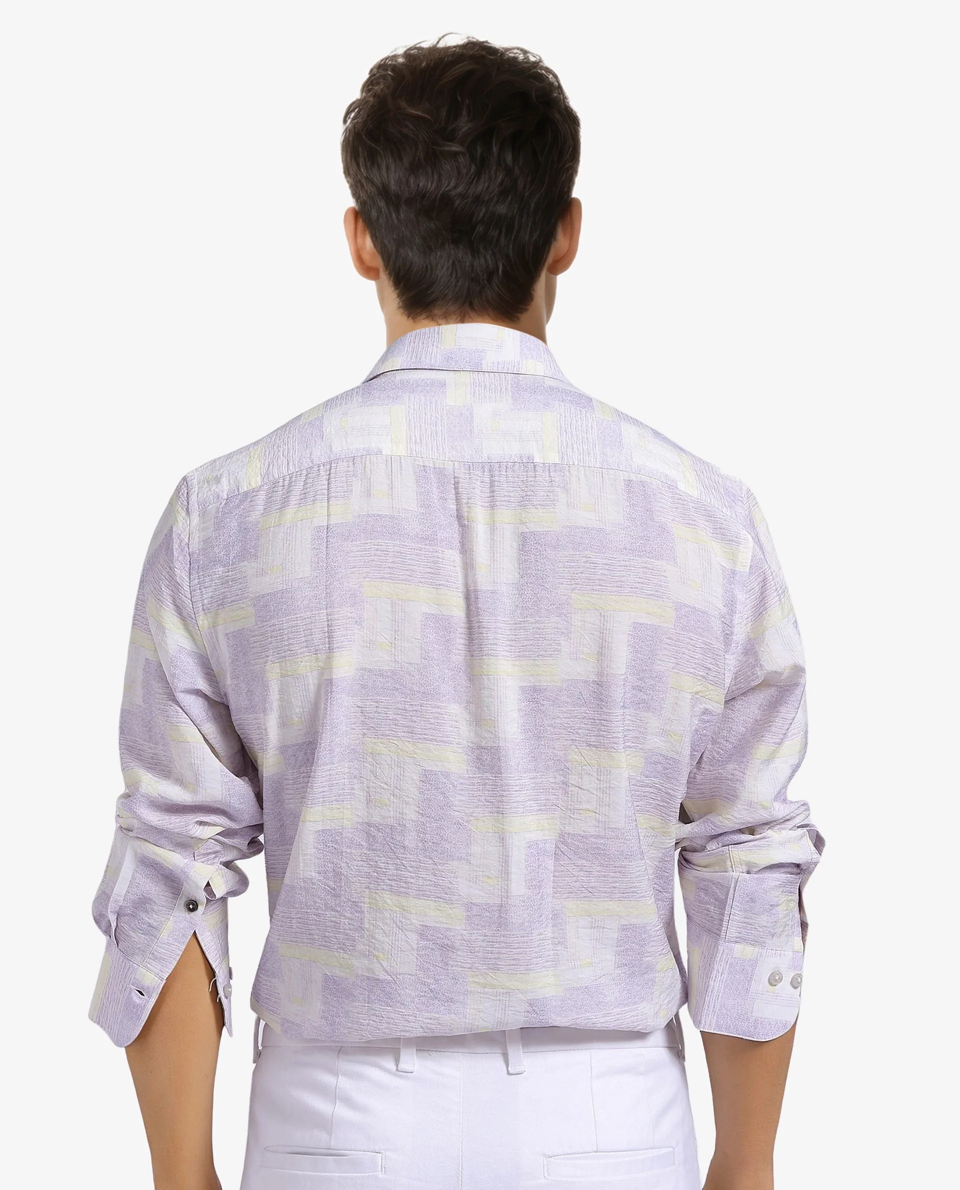 Rare Rabbit Men's Whimsy Pastel Pink Cotton Abstract Print Regular Fit Full Sleeve Collared Shirt - Image 8