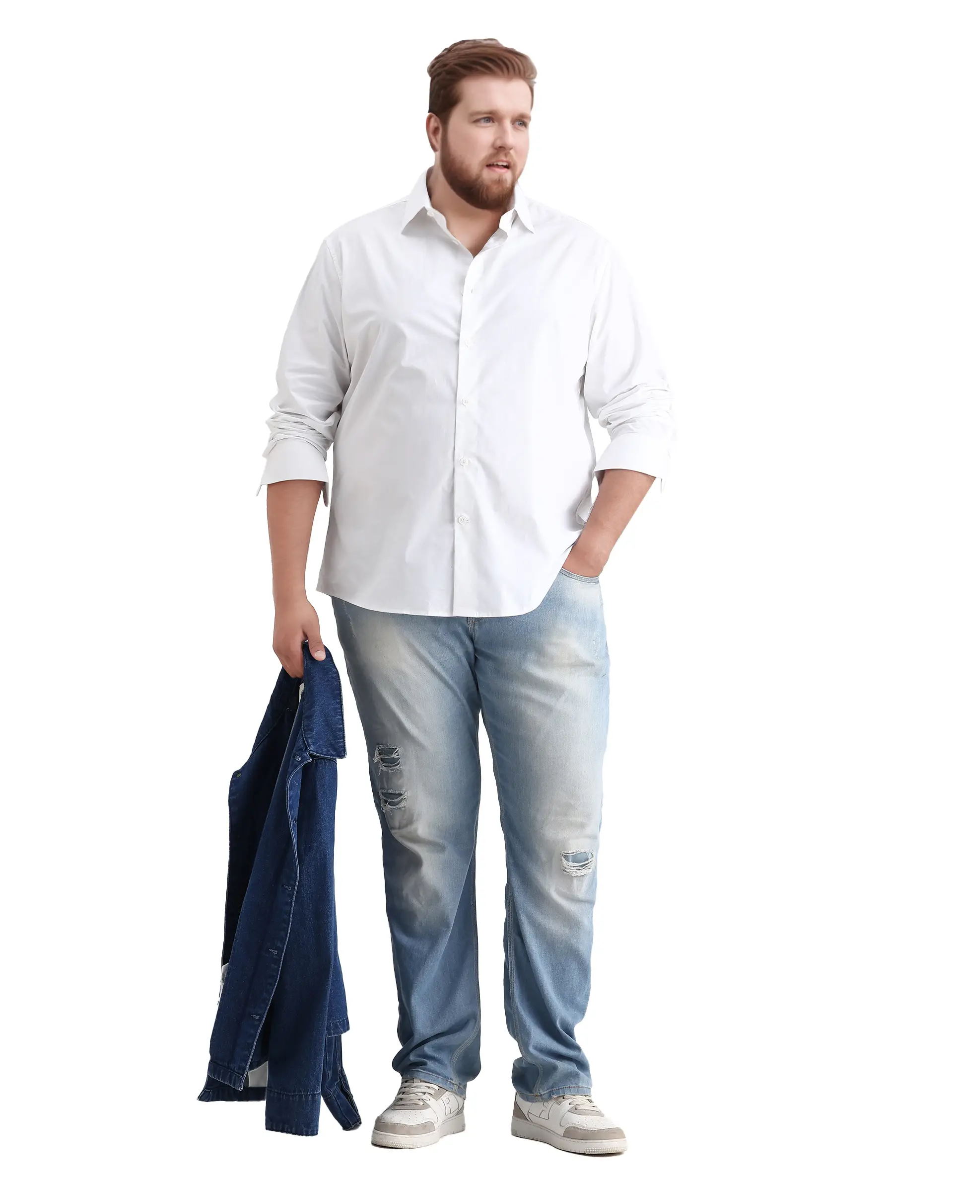 Rare Rabbit Men's Whit Big White Cotton Fabric Collared Neck Regular Plain Shirt - Image 2