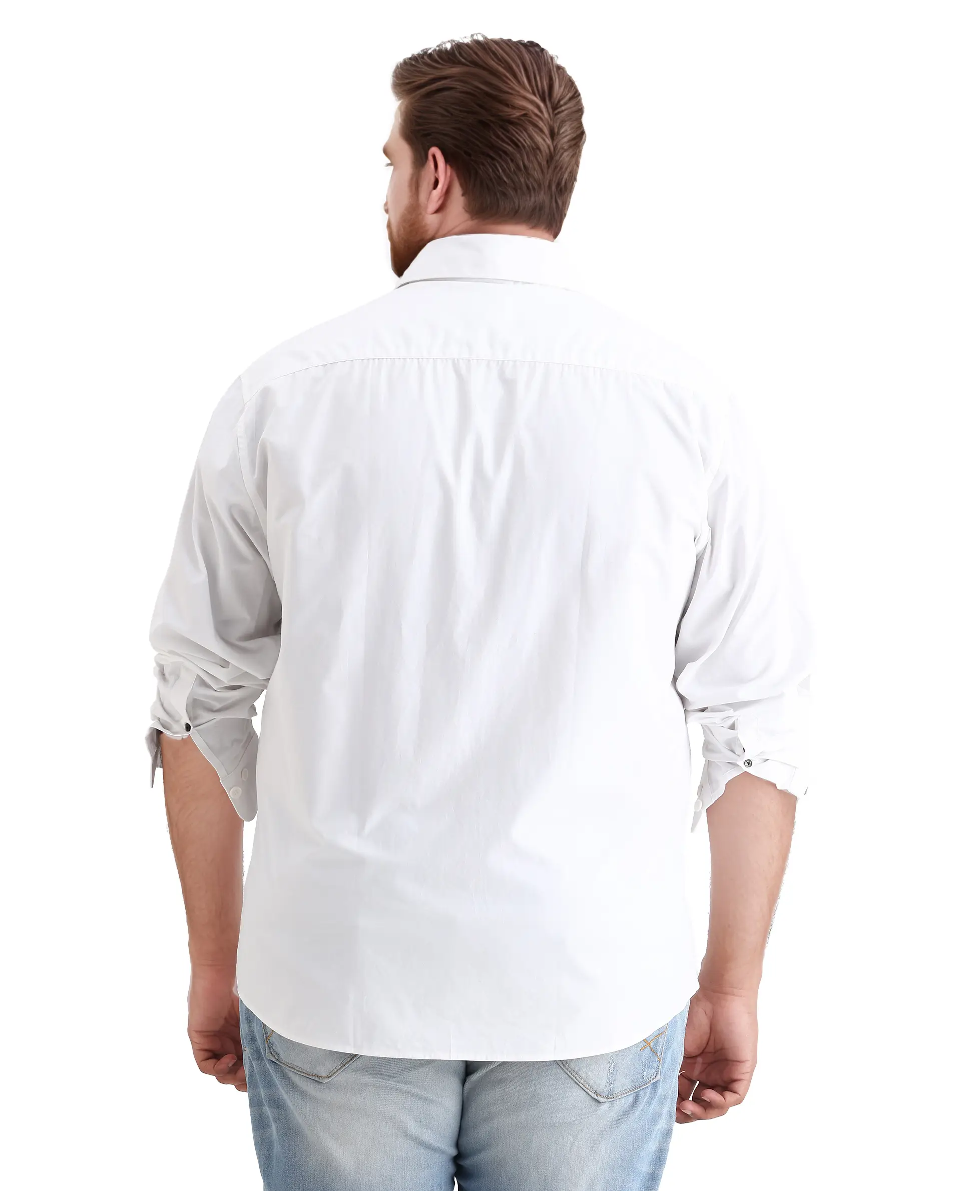 Rare Rabbit Men's Whit Big White Cotton Fabric Collared Neck Regular Plain Shirt - Image 7