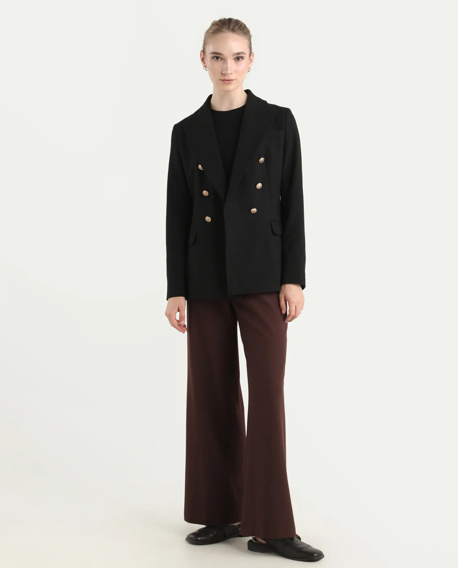 Rareism Women Wido Deep Red Polyester Blend Button Closure Wide Leg Fit Plain Travel Trouser - Image 6