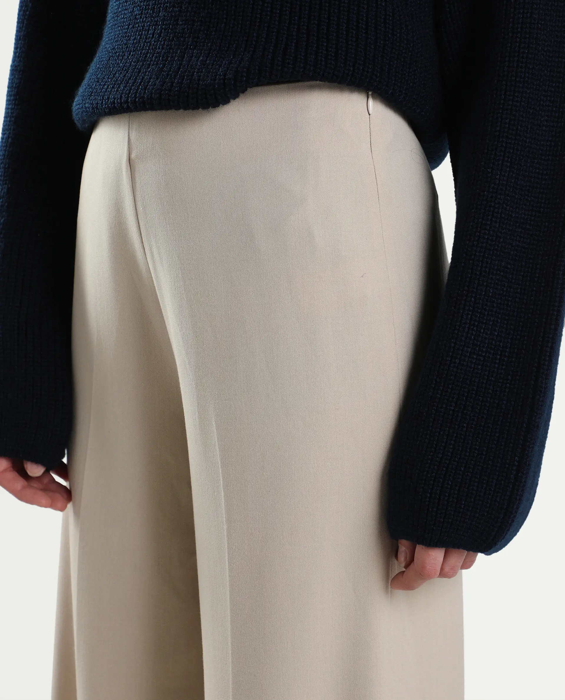 Rareism Women's Widy Beige Viscose Fabric Wide Plain Trouser - Image 4