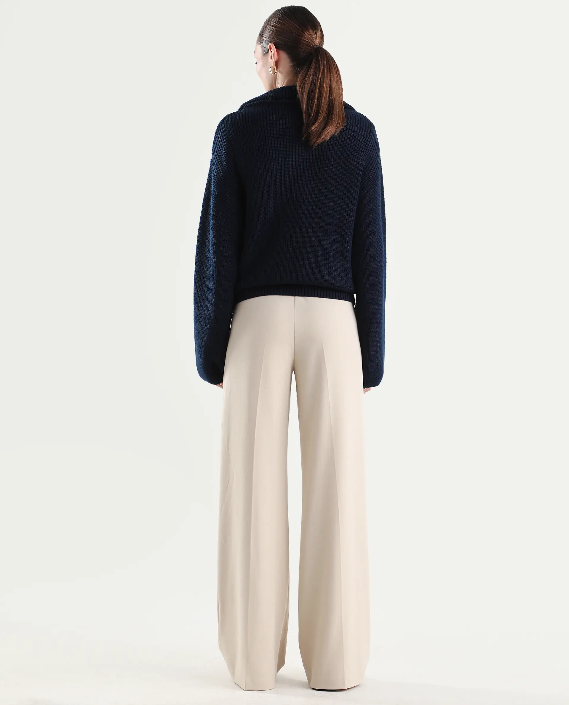 Rareism Women's Widy Beige Viscose Fabric Wide Plain Trouser - Image 8