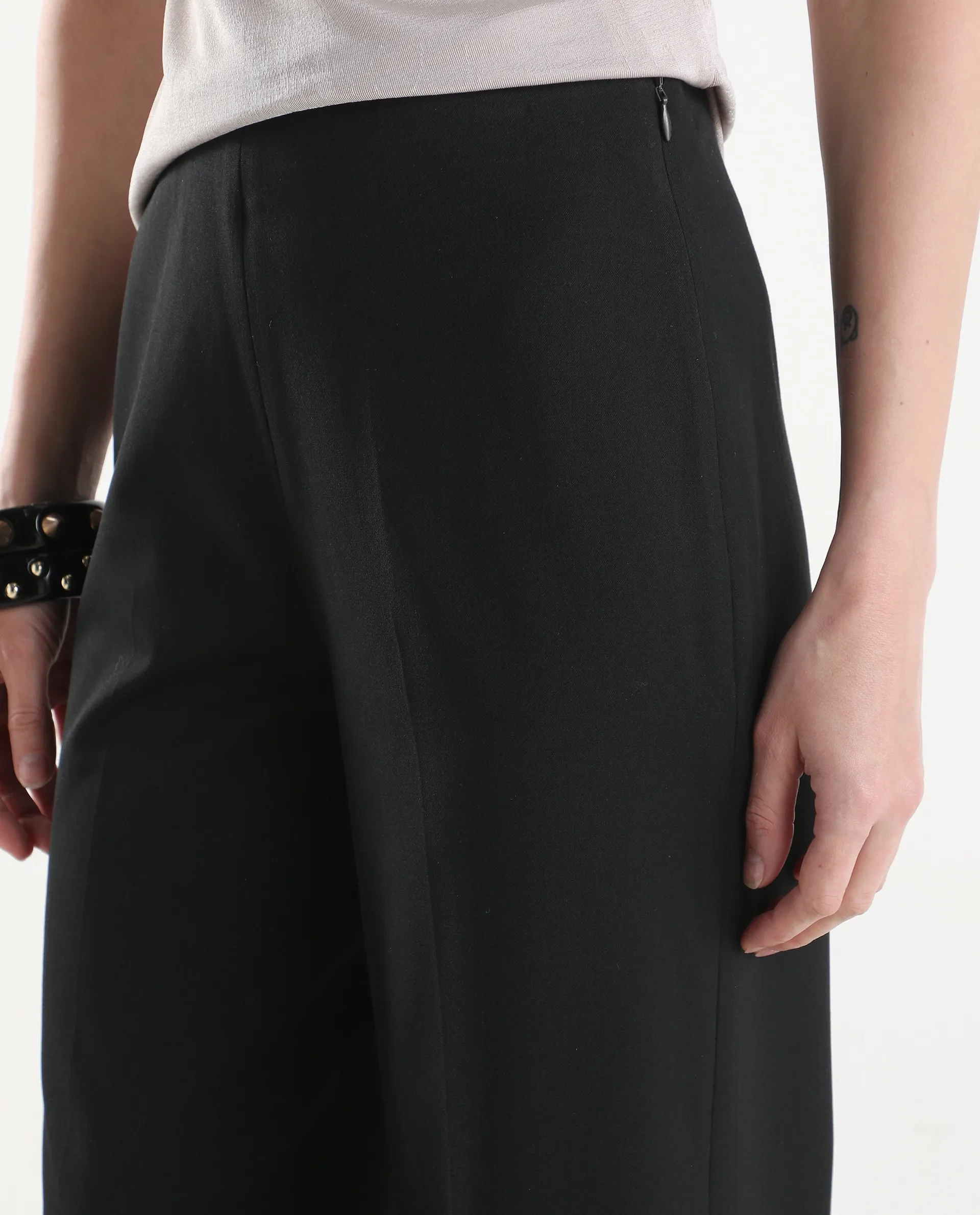 Rareism Women's Widy Black Viscose Wide Plain Trouser - Image 4